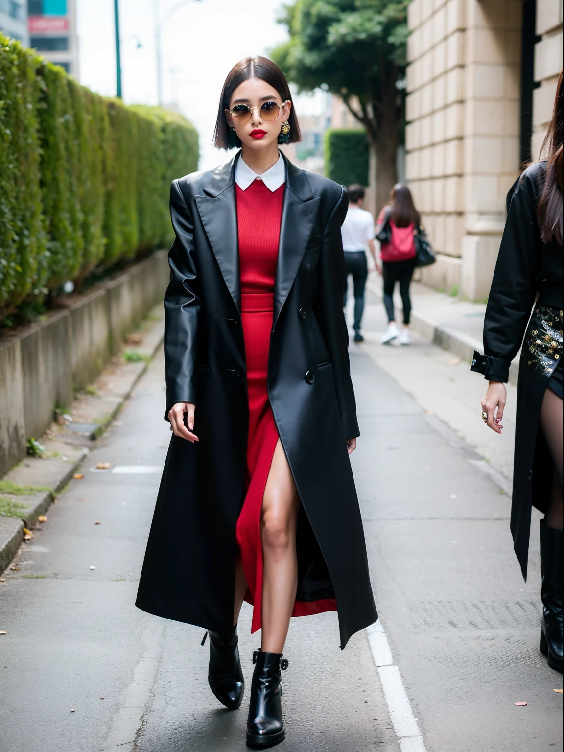 um desfile de moda conceitual, Temporada surreal, Fashion influencer trends, pessoas normais urbanas, Trend in Fashio magazine