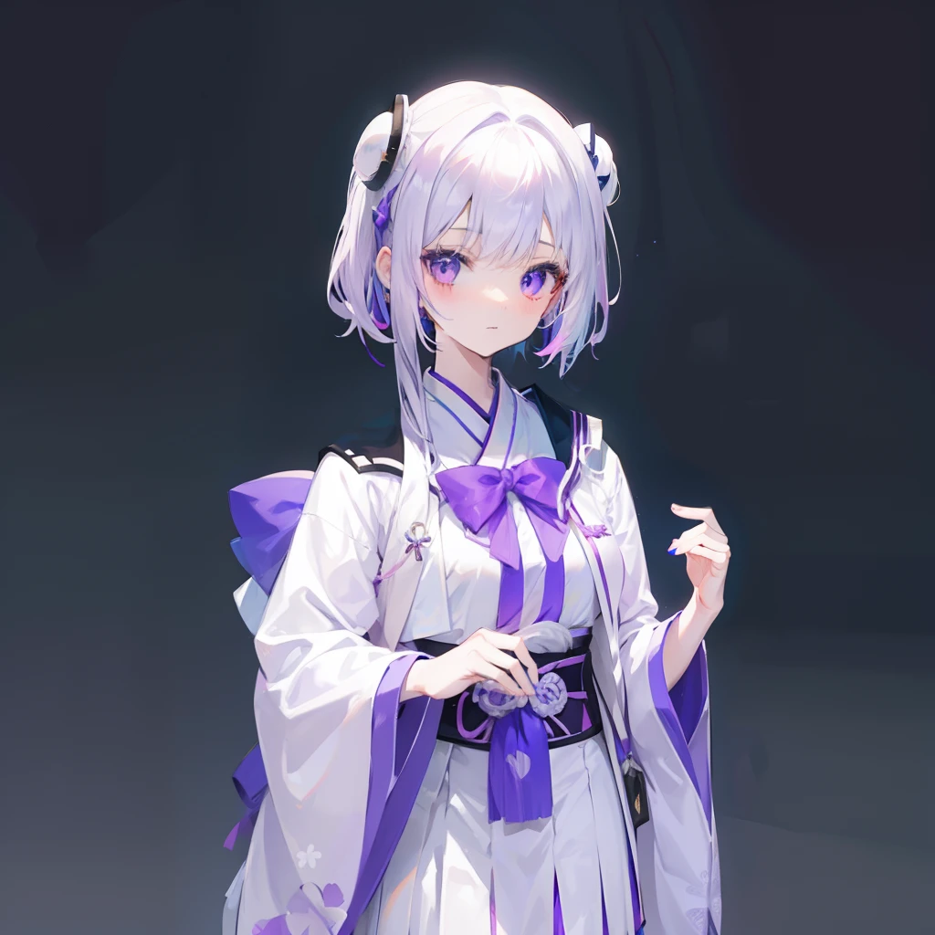 White fluorescent hair,Purple and white matching,Japanese high school uniforms for female high school students,This is a cute and cute beautiful girl