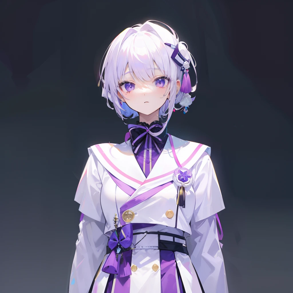 White fluorescent hair,Purple and white matching,Japanese high school uniforms for female high school students,This is a cute and cute beautiful girl