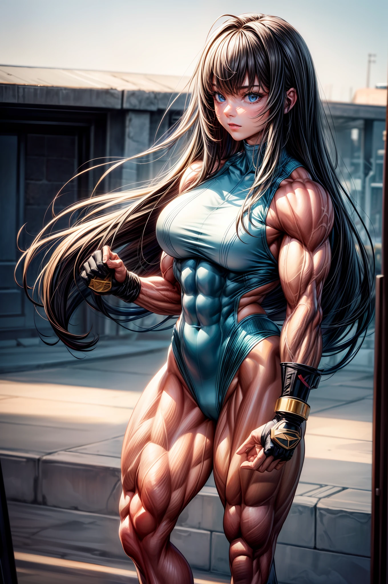 (BEST lighting) , (ultra intricately detailed) , 4K unification, (super-detailed CG: 1.2) , (8K: 1.2),(Original), (Masterpiece) , (Best quality),(Masterpiece:1.4),Anime-ish high quality,(Masterpiece),Masterpiece, Super clear picture quality,Clearer than movies,(Fine face)Best quality, absurderes,((masterpeace, 4K, 8K, Yes, A high resolution))1girll, girls,She is in the steppe,standing on your feet,Leaning sideways,Exposing the abdomen,camouflage uniform,There are bulges of dense veins on the arms,Spring, Boots, Perfect figure, Long silver hair, Dynamic pose,Legs exposed,Strong leg muscles ((body builder:1.5)),grassland background,(Beautiful bace),(Girl),(Female),(((Upper body:1)))