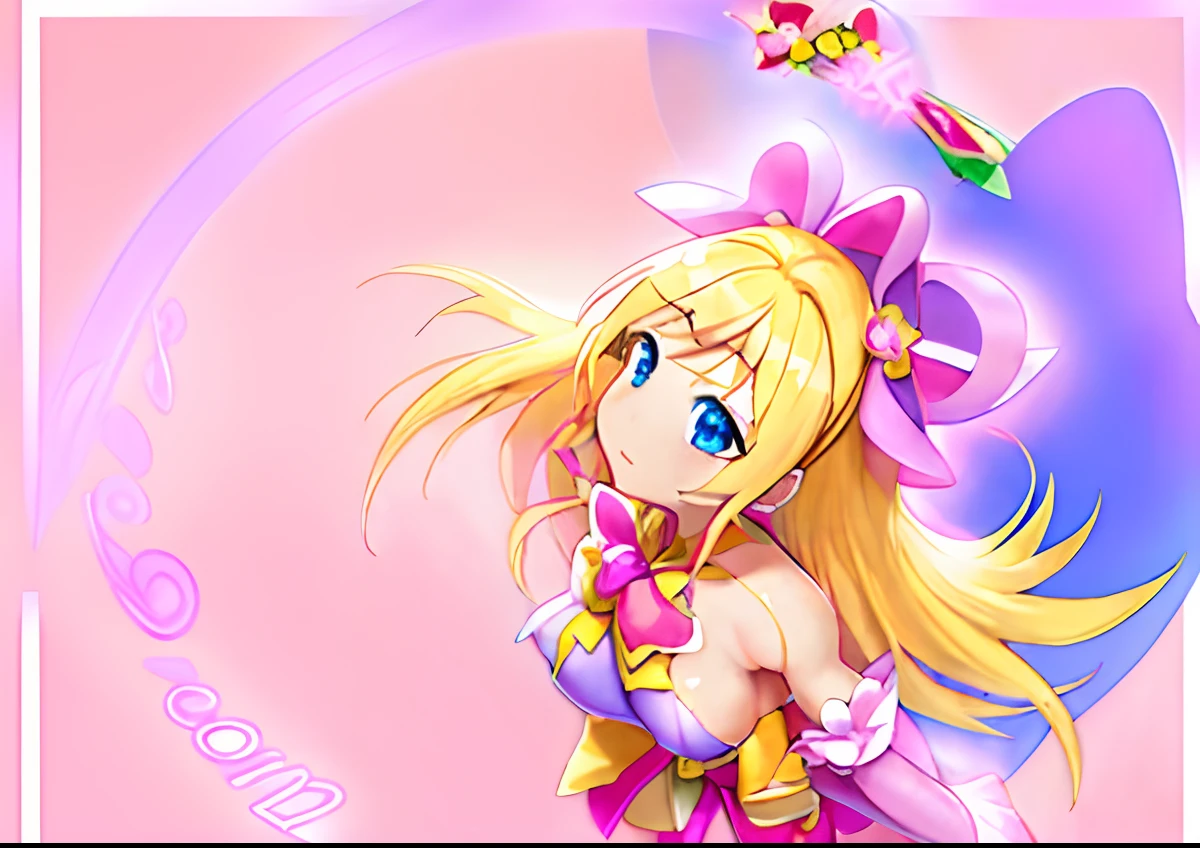 Anime girl in pink and purple dress with blonde hair and flowers, Yellow Arm Warmer, Anime!!!!!!!!!!!!!!!, shining pink armor, Anime princess, Happy!!!, Anime!!!!, Wallpaper!, magical little girl, | | very anime!!!, Future!!, Cute Anime, (Anime Girl), Beautiful!!!!!!!!!!!!, oppai, huge tit, with large breasts, Anime!!!