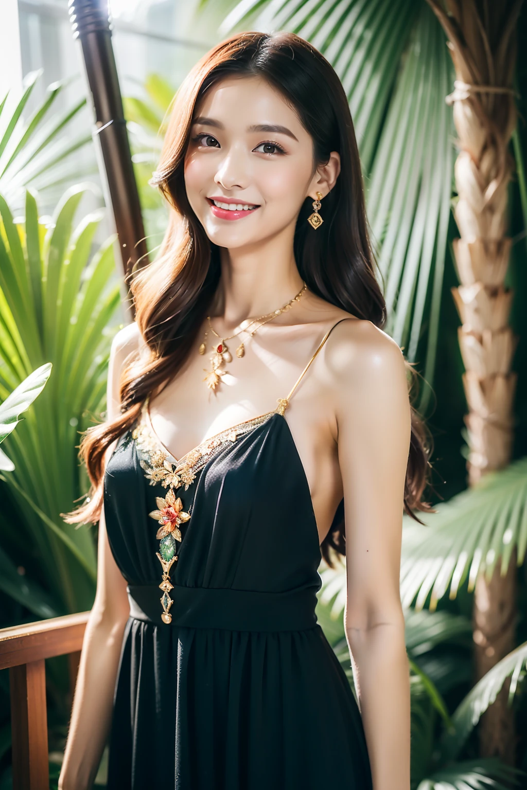 （8K分辨率，Photographs of legs），（Multiple women，20yr old，（The facial features of Thai Aump：1.8，Thin skeletal cheeks，s delicate face），com rosto detalhado，Lovely face，com rosto detalhado，详细的脸，Ultra-fine makeup，Black colored eyes，（Look in different directions），Long dark red hair，（Messy has layers），Redlip，Fair smooth skin，（Best Skin Type：1.21），mediuml breasts，（（Thai evening dress：Siwalai，Delicate shawl straps，Luxurious ladies' tube dresses），A small number of flower hairpins，Luxurious necklaces and bracelets），Tall and tall，The action of flying kisses，perfect hand，Ultra-fine clothing material），（party，banquet，tropical trees，Flower wall，Exquisite environmental details），（exhilarated，confident smile，Rejoice，intimacy），（profesional lighting，动态照明），（（The colors are relatively uniform，Noble sexy，vivaciousness，rays of sunshine（golden colored，red colour，in pink））），（Golden section，Cinema lenses，Dynamic shots，Hasselblad photograp，tmasterpiece：1.3），（adolable，rays of sunshine，vivaciousness，mistic，fanciful，Little woman，trendsetting，Folklore，Artis，Art platform）