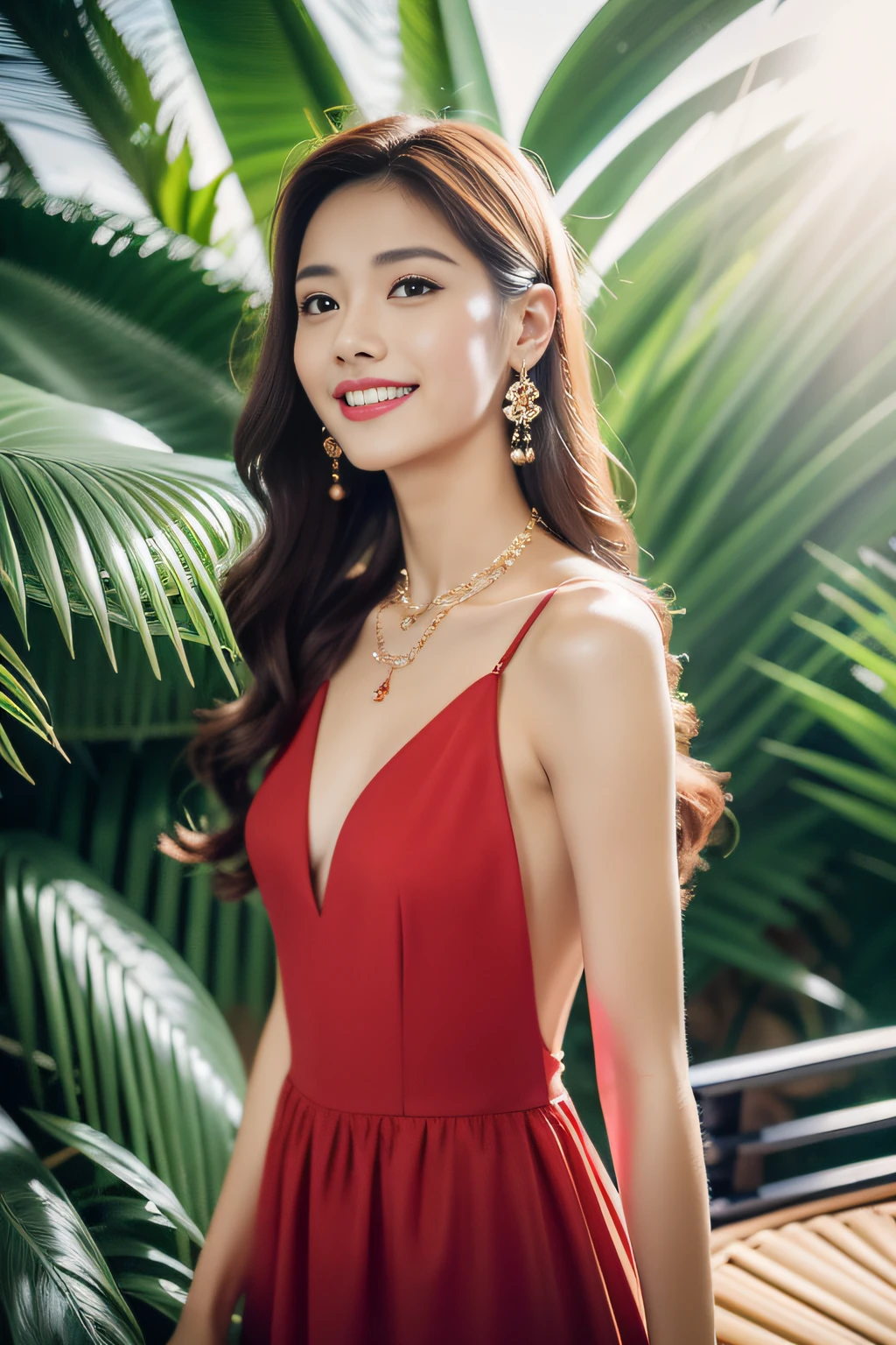 (8K分辨率,Photographs of legs),(Multiple women,20yr old,(The facial features of Thai Aump:1.8,Thin skeletal cheeks,s delicate face),com rosto detalhado,Lovely face,com rosto detalhado,详细的脸,Ultra-fine makeup,Black colored eyes,(Look in different directions),Long dark red hair,(Messy has layers),Redlip,Fair smooth skin,(Best Skin Type:1.21),mediuml breasts,((Thai evening dress:Siwalai,Delicate shawl straps,Luxurious ladies' tube dresses),A small number of flower hairpins,Luxurious necklaces and bracelets),Tall and tall,The action of flying kisses,perfect hand,Ultra-fine clothing material),(party,banquet,tropical trees,Flower wall,Exquisite environmental details),(exhilarated,confident smile,Rejoice,intimacy),(profesional lighting,动态照明),((The colors are relatively uniform,Noble sexy,vivaciousness,rays of sunshine(golden colored,red colour,in pink))),(Golden section,Cinema lenses,Dynamic shots,Hasselblad photograp,tmasterpiece:1.3),(adolable,rays of sunshine,vivaciousness,mistic,fanciful,Little woman,trendsetting,Folklore,Artis,Art platform)
