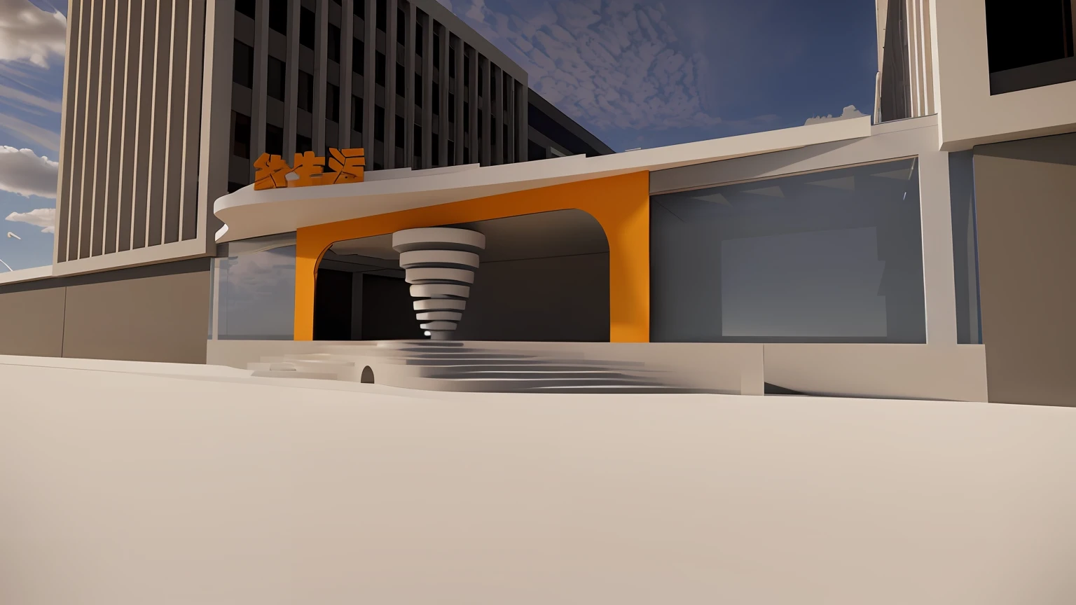There is a model of a building with a staircase, a 3D render inspired by Ned M. Seidler, architecture render, detail render, low angle dimetric rendering, finalrender, rendered in enscape, conceptual rendering, finalrender, Render in octane, enscape render, rendered 3d model, 3d rendered model, Render in Vray