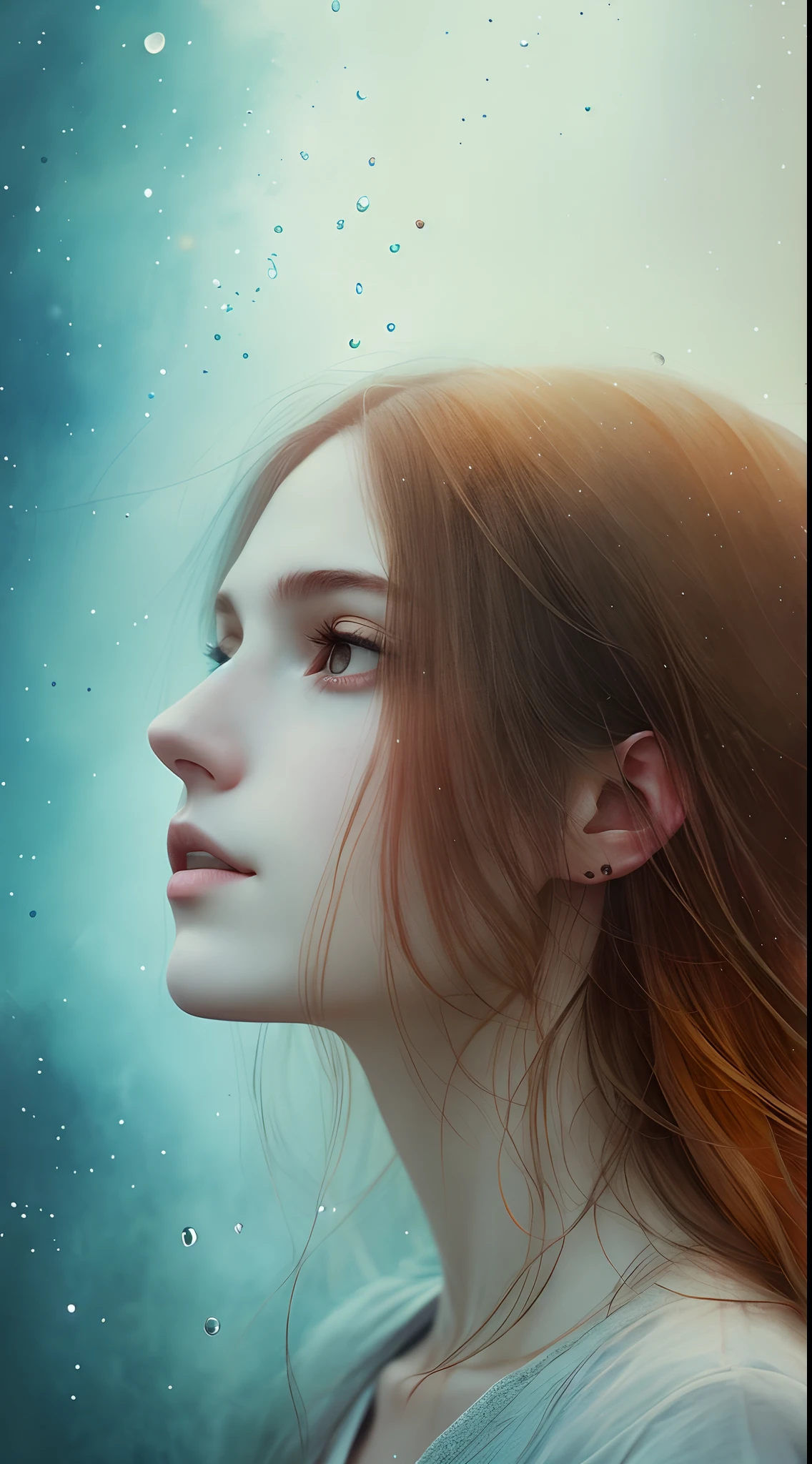 The female figure of Agnes Cecile,Radiant composition,Soft color grading,Ink droplets drift away,Warm lights on an autumn day。