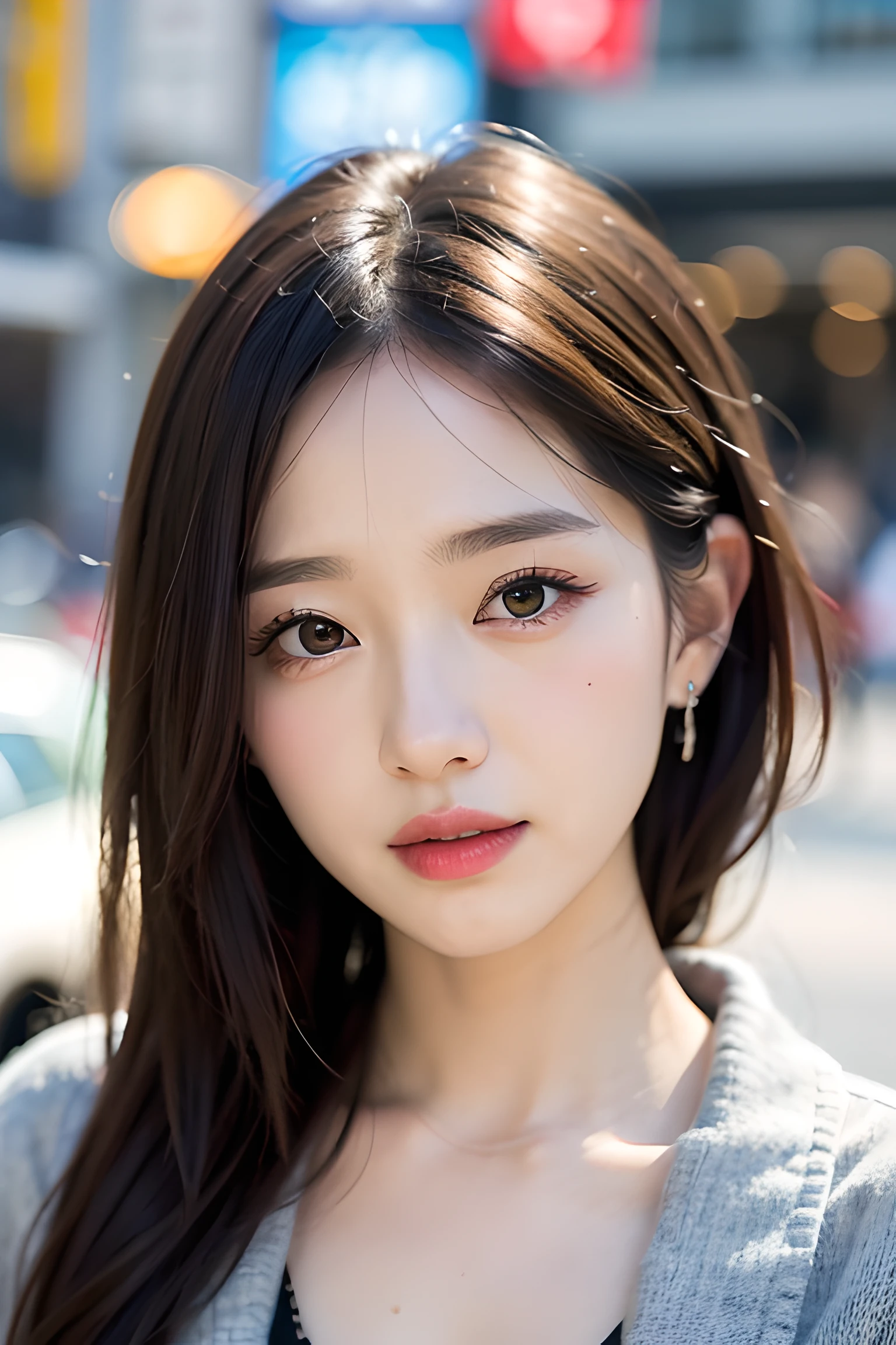 (8k、RAW Photos、top-quality、​masterpiece:1.2)、(realisitic、Photorealsitic:1.37)、女の子1人、japanes、32years old、femele、tokyo streets、natta、profetional lighting、Photon Mapping、Radio City、Torn、huge tit、gals、Lots of lashes、Lame on the eyelids、Pitch black lip、