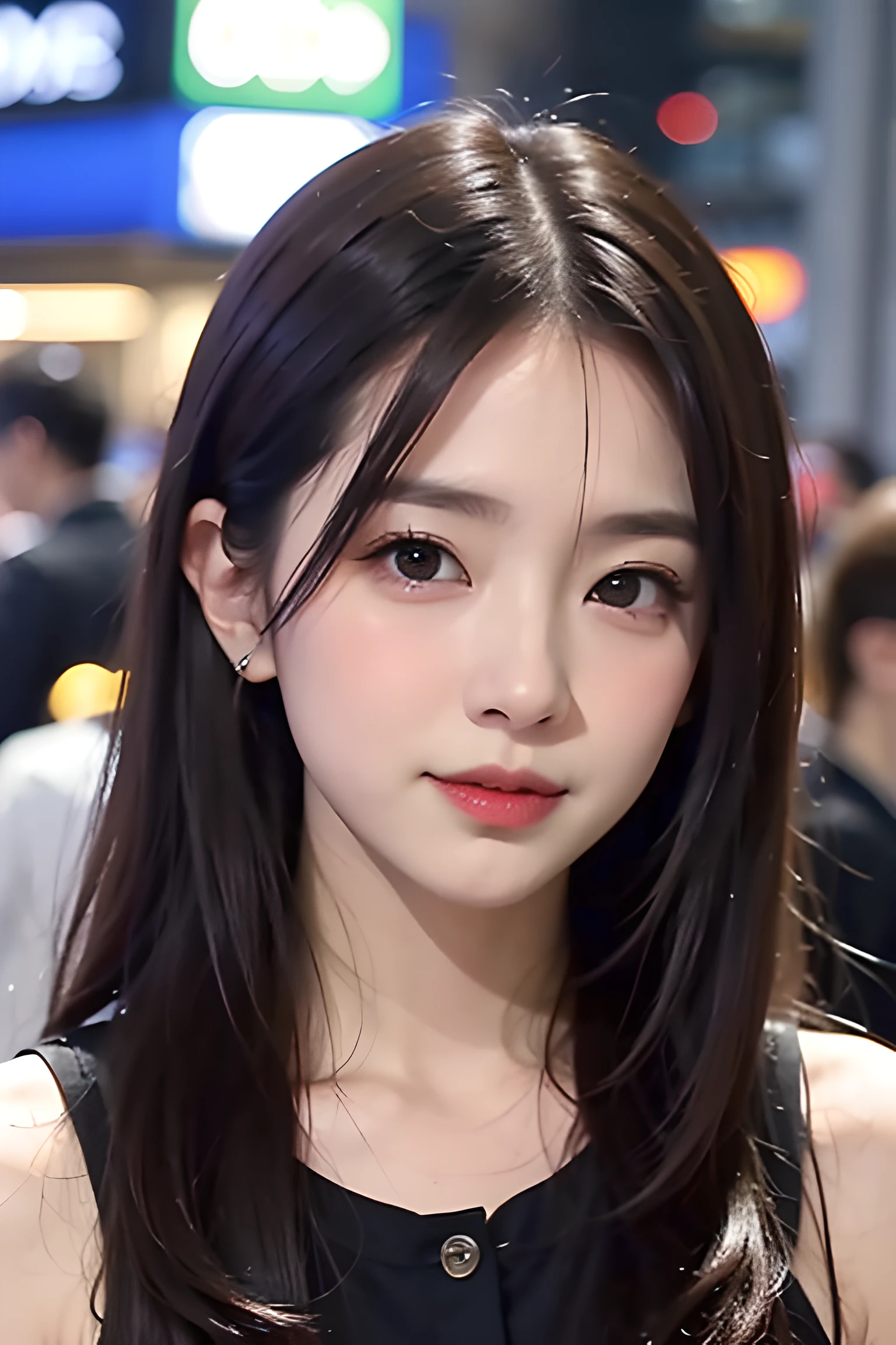 (8k、RAW Photos、top-quality、masterpiece:1.2)、(realisitic、Photorealsitic:1.37)、女の子1人、japanes、32years old、femele、tokyo streets、natta、profetional lighting、Photon Mapping、Radio City、Torn、huge tit、gals、Lots of lashes、Lame on the eyelids、Pitch black lip、