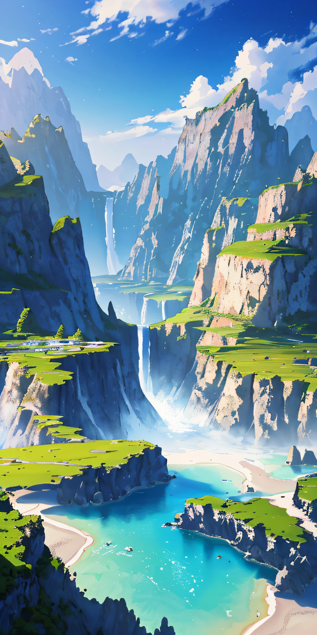 tmasterpiece, best qualtiy, (Very detailed CG unity 8K wallpaper) (best qualtiy), Pure landscape photos,(Most Best Illustration),Exceptionally nice landscape photos, (Best shadow) Nature', Blue sea, Light Tracking, ultra - detailed, glarelight, cinematric light, Soft light --v6