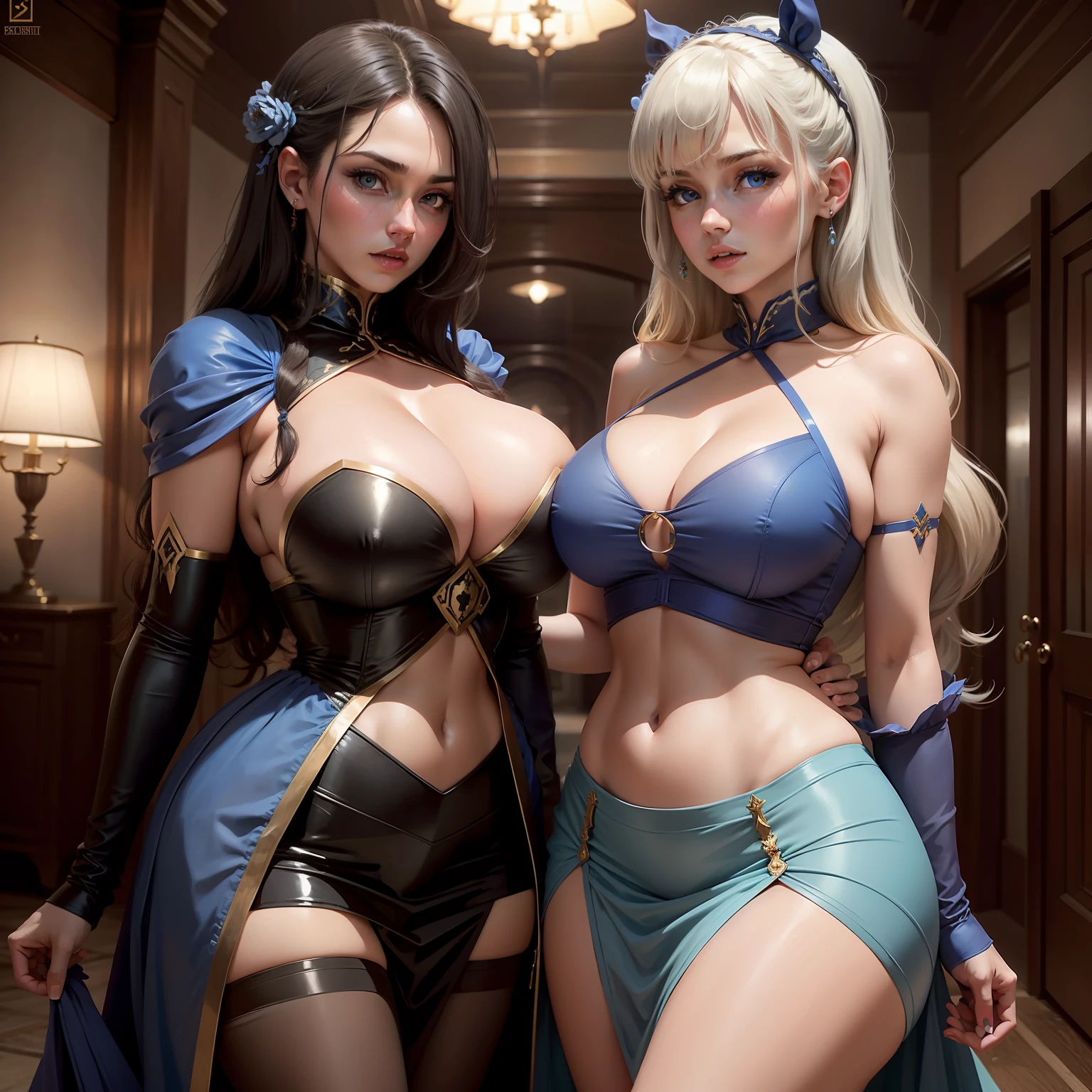 Lori huge breasts cleavage(Royal Sister),pleatedskirt,dual horsetail(blue colors),Realiy,The kinky is exposed,individual