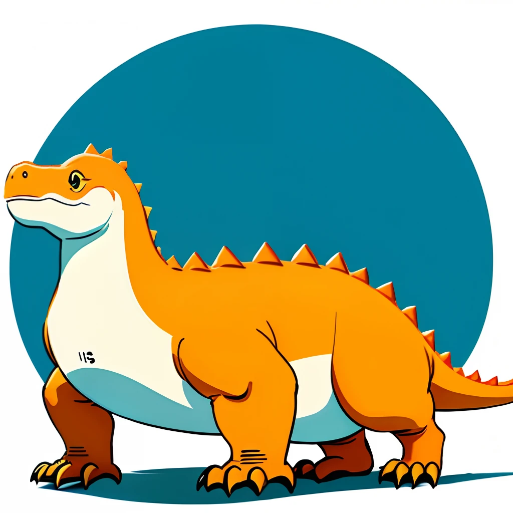 dinosaurs，logo，Minimalist，adolable，Orange and white body，cartoony，Dinosaur minimum line marker ,Simple,Vector - No realistic photo detail shadows