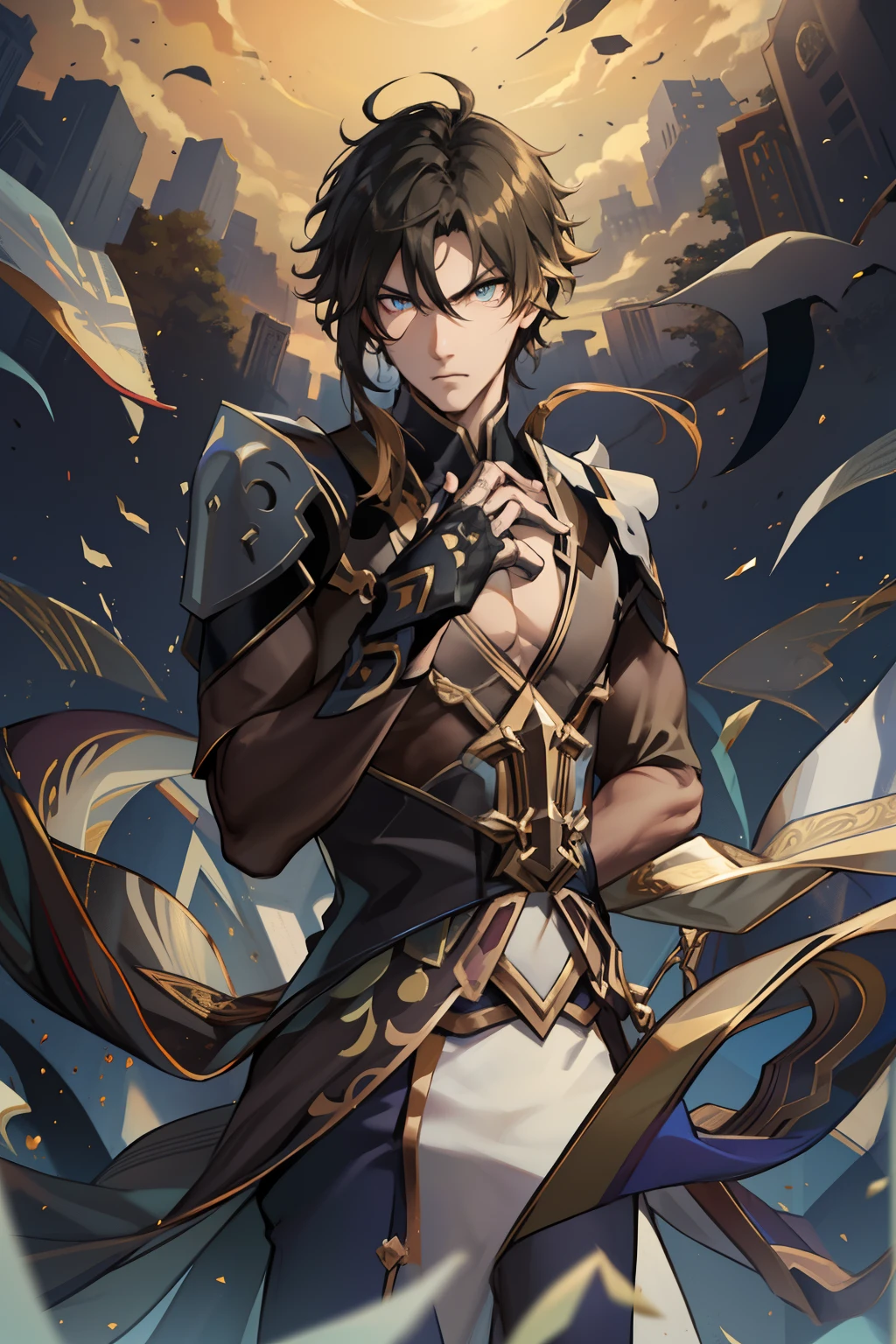 (absurderes,A high resolution,Hyper-detailing,hdr),younge boy,tmasterpiece,best qualtiy,1人,独奏,Handsome,Golden eyes,Fine eyes and detailed face,Tattooed with,arma,Indifferent and arrogant,Abs,chest muscle,Raised sexy,Ruffian,Show your temperament,Male,masculine appeal,Male characteristics are distinct,Long messy hair,Arrogant,self-assured,Pondering,Legs crossed,white pantie,supreme,Lazy,Handsome,