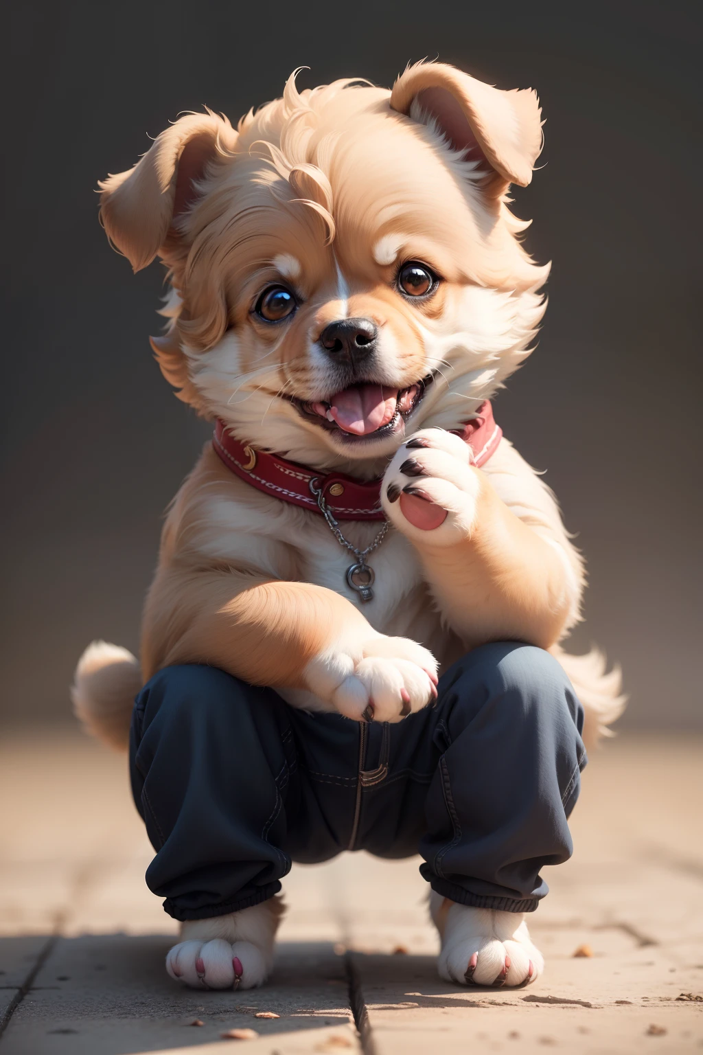 Cute dog of the highest quality,The variety is teddy,Half sitting,Sticking out your tongue,One foot high,Smaller stature,No clothes on。Image size:1080 * 1920。