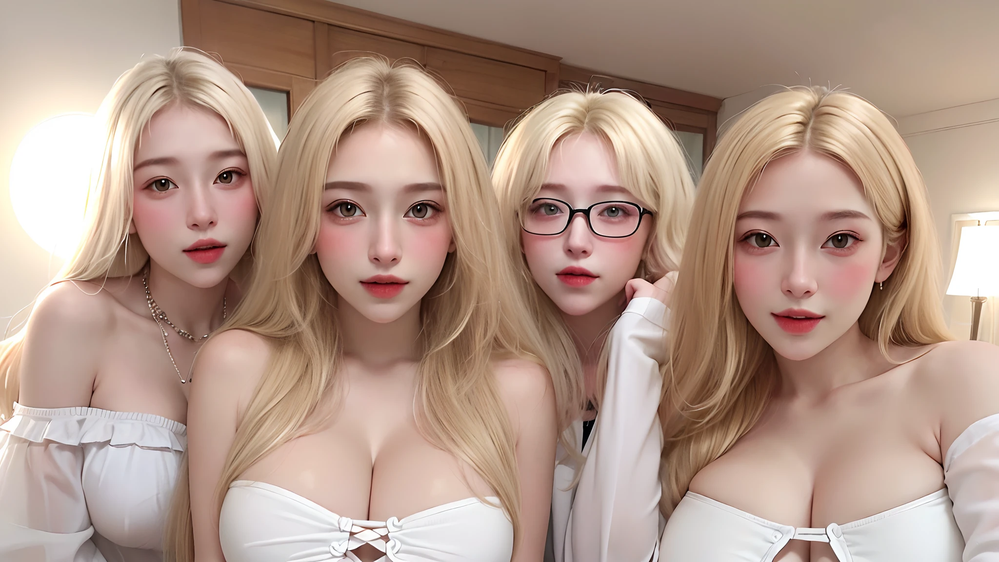 1 girl, ((Best Quality, 8K, Masterpiece:1.3)), Focus: 1.2, Perfect Body Beauty: 1.4, Buttocks: 1.2, (Gigantic Breasts: 1.4), (Gigantic hip: 1.8),(white bikini), Highly Detailed Face, perfect smile, Double Eyelids, White Skin, (((Long blonde Hair))), (Shut Up: 1.3), Smile,(upper body focus:1.2),