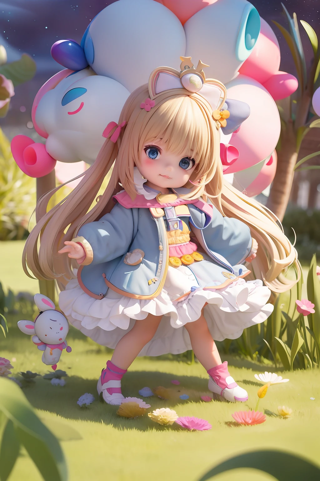 up front view,a little lovely ??? girl,magicle world,starrysky,fansty world