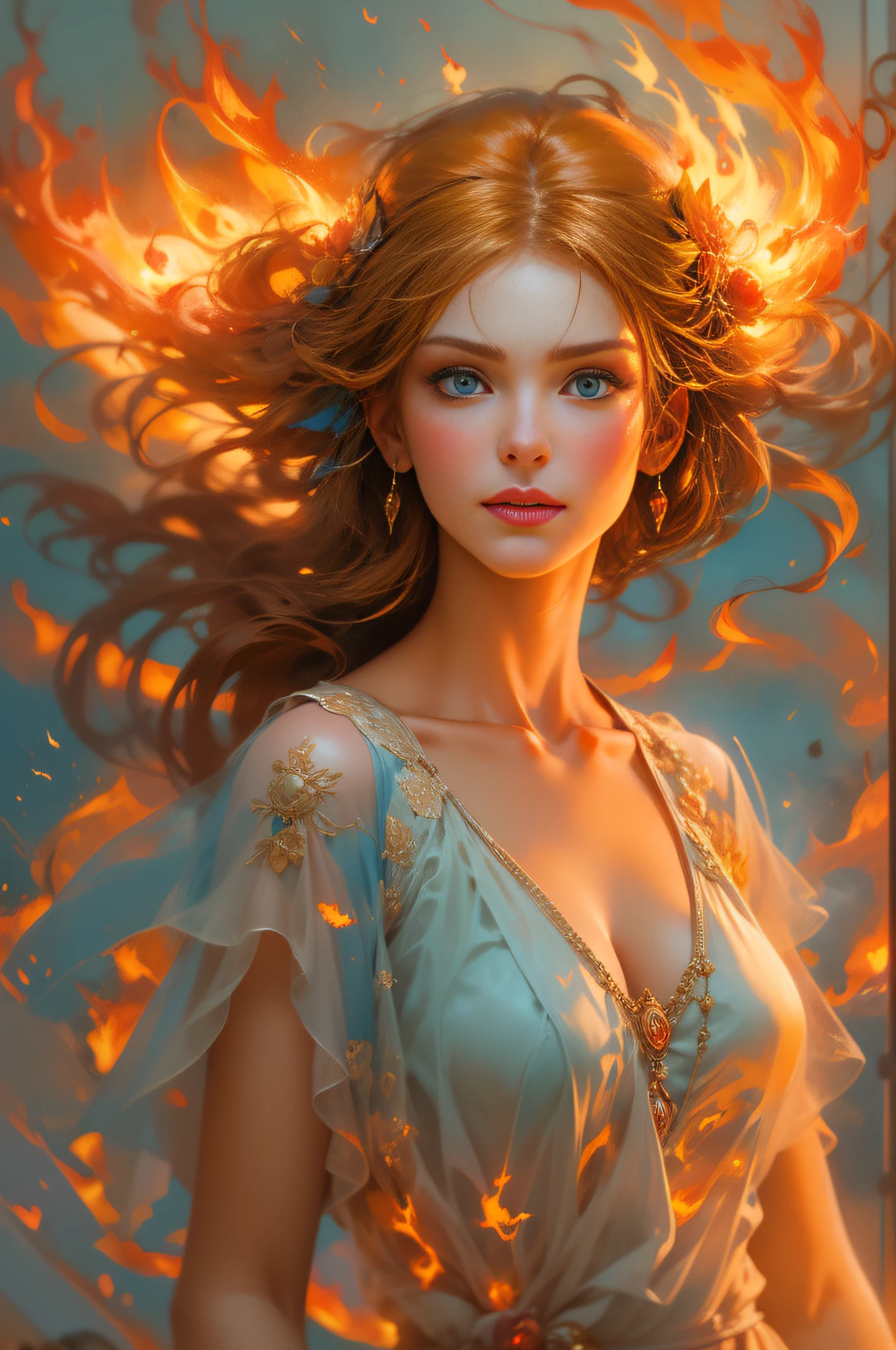 best quality, masterpiece, highres,1girl,beautiful face, nude, naked, colorful, painting burst, artstation, concept art, smooth, sharp focus, illustration, dreamy magical atmosphere, art by artgerm and greg rutkowski and alphonse mucha