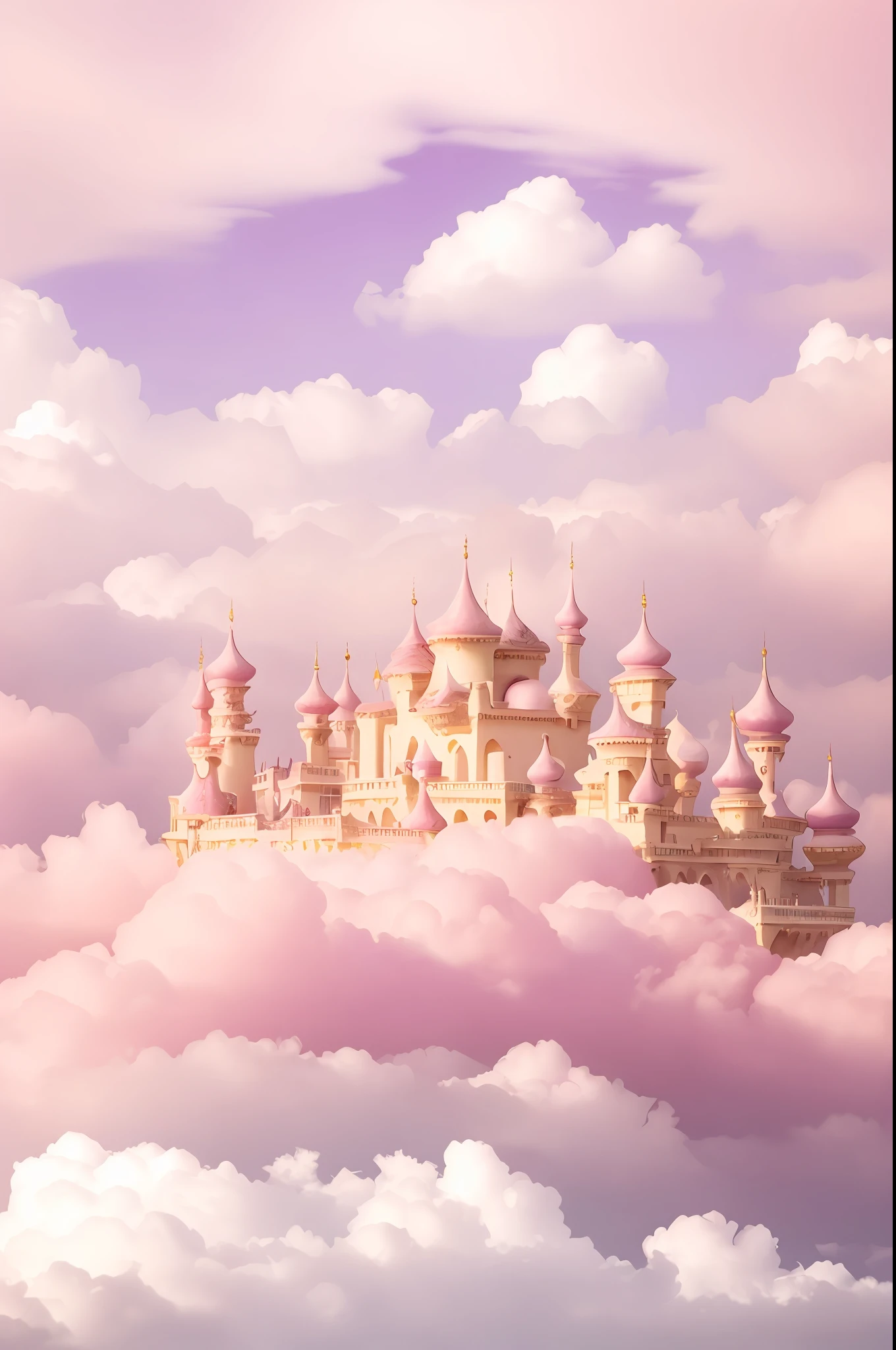 There is cake on the table in the clouds, fairy tale style background, stunning arcanum backdrop, Magical cloudy background, palace background, palace floating in heaven, paradise background, ballroom background, pink fog background, lie on white clouds fairyland, flying cloud castle, light kingdom backdrop, heaven pink, gymnasium background, dreamy atmosphere and drama, Cloud Palace,Great love,love heart