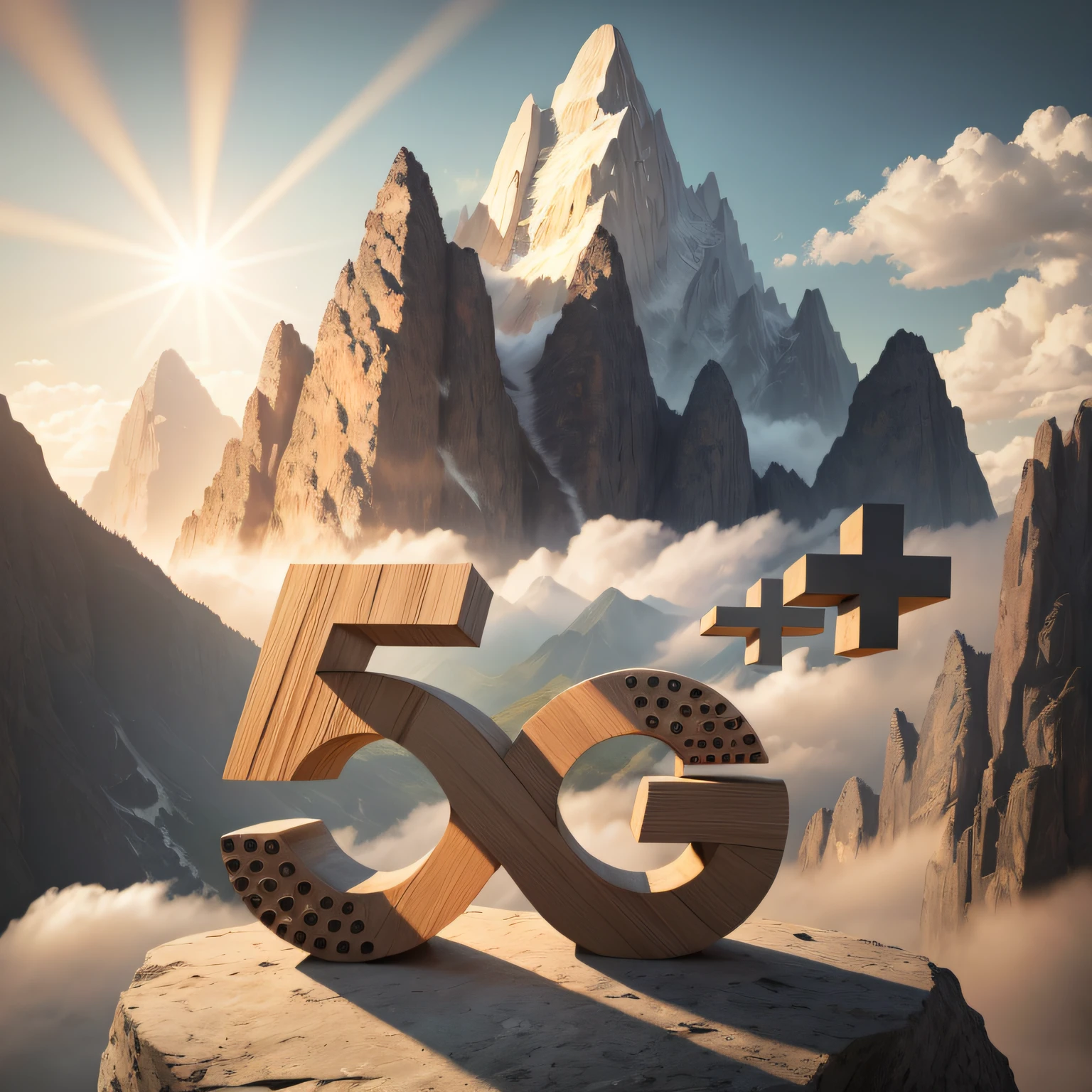 best quality,masterpiece,incise, the background is a mountain,sunlight, clouds surround the foot of the mountain,cubism,rock,stone,