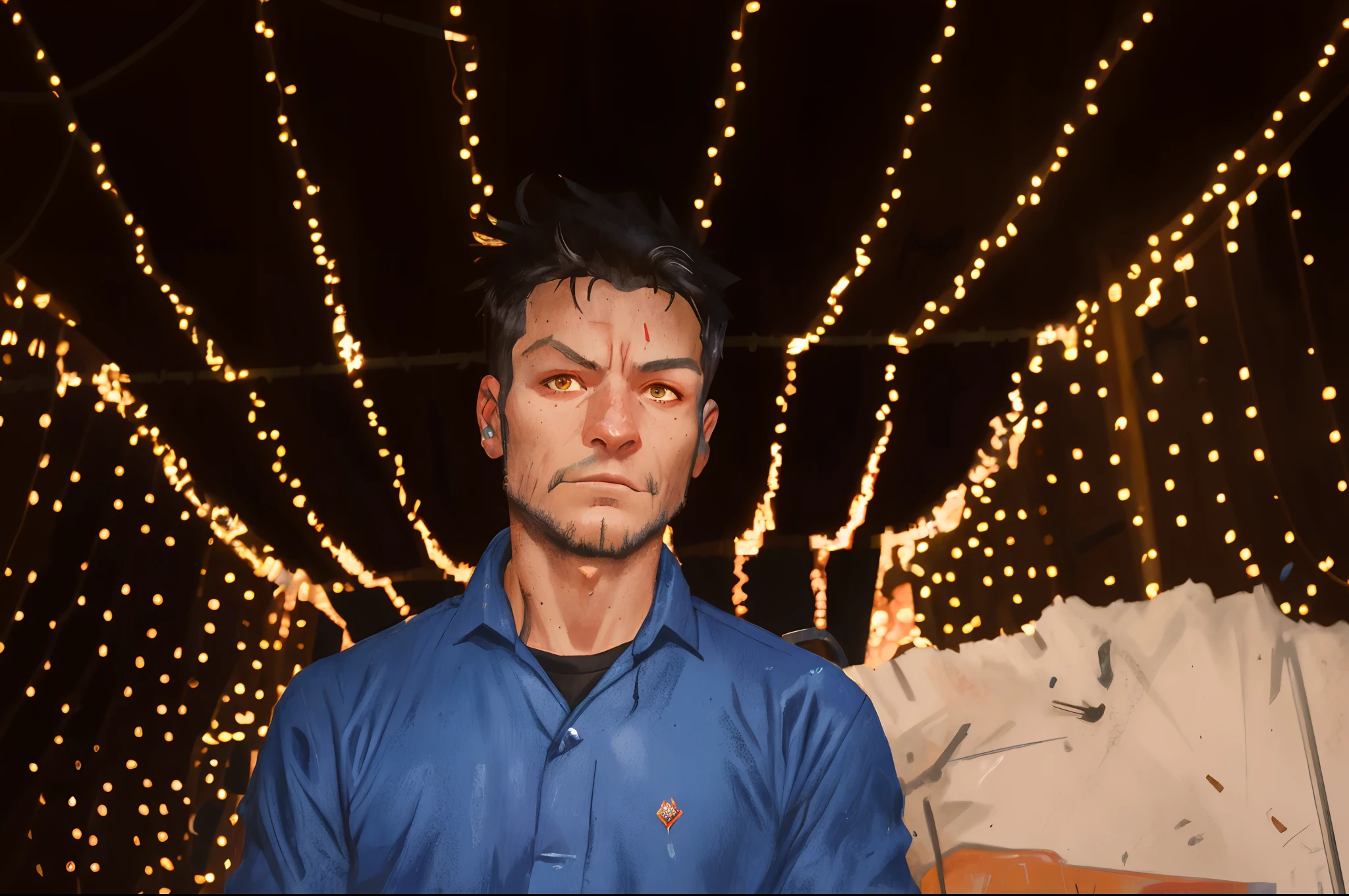 Dark_Fantasy,Cyberpunk,(chain saw,chain saw man,Red:1.1),1man,Mechanical marvel,Robotic presence,Cybernetic guardian, wearing a worn-out mech suit, intricate, (steel metal [rusty]), elegant, clear focus, shot by greg rutkowski, soft lighting, vibrant colors, masterpiece, ((street)), cowboy shot, dynamic pose,