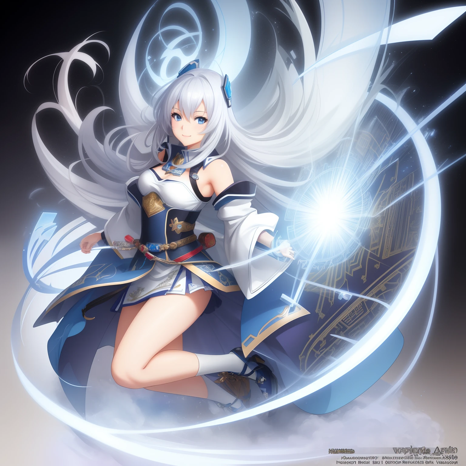 White background, Attractive blue eyes, anime, shoulder length messy hair no clothing, white hair, happy smile, Full body, No tie, Women's mini-skirt, , Beautiful anime style girl, hyperdetailed painting, luminism, 4k resolution, , 3d render, octane render, intricately detailed , cinematic, trending on art station Isometric Centered hyper realistic cover photo awesome full color, hand drawn, gritty, realistic mucha, intricate, hit definition , cinematic, Rough sketch, bold lines, on paper