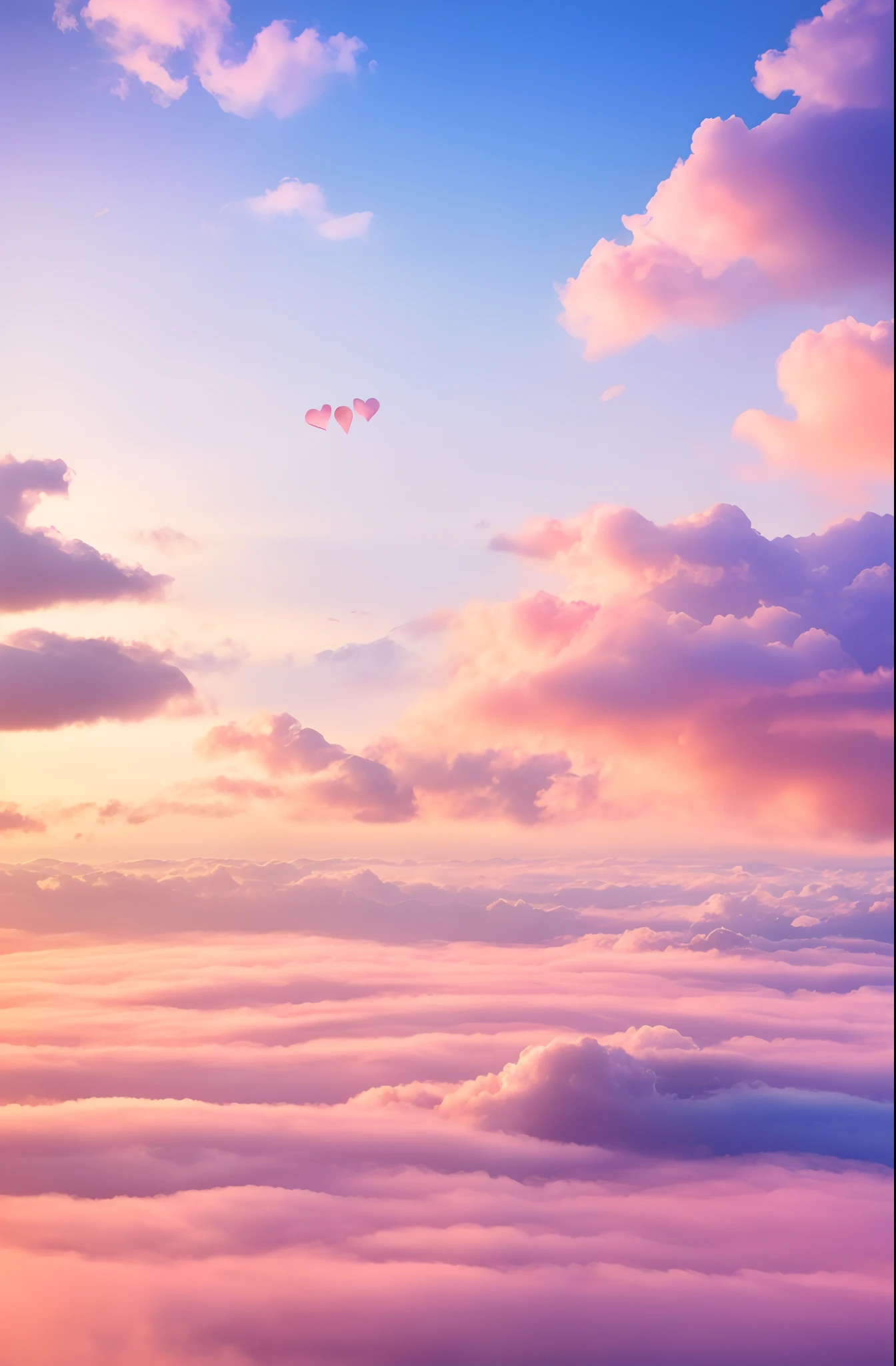There is cake on the table in the clouds, fairy tale style background, stunning arcanum backdrop, Magical cloudy background, palace background, palace floating in heaven, paradise background, ballroom background, pink fog background, lie on white clouds fairyland, flying cloud castle, light kingdom backdrop, heaven pink, gymnasium background, dreamy atmosphere and drama, Cloud Palace,Great love,love heart