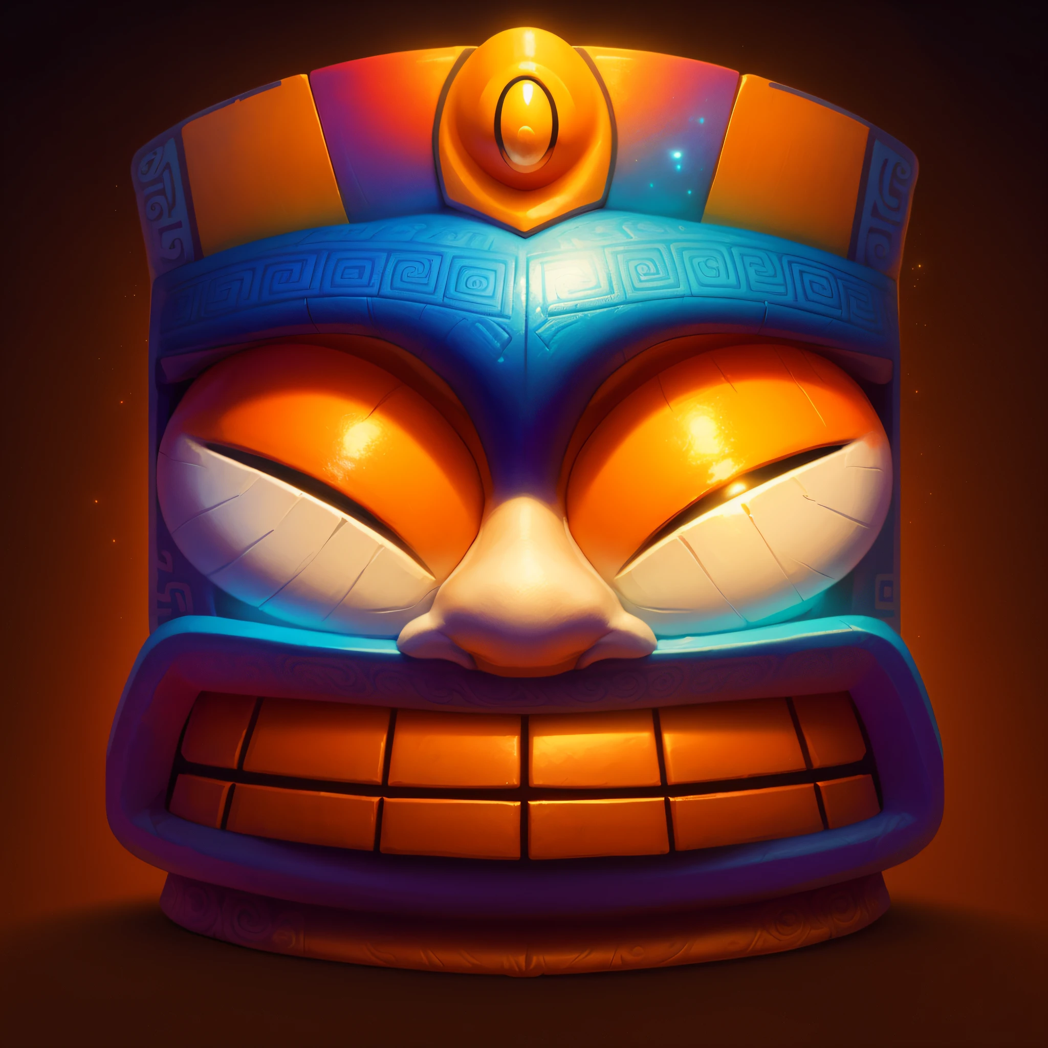 Mayan Totem,vibrant with colors,orange colors,Bright,gameicon,highest masterpiece,HighestQuali