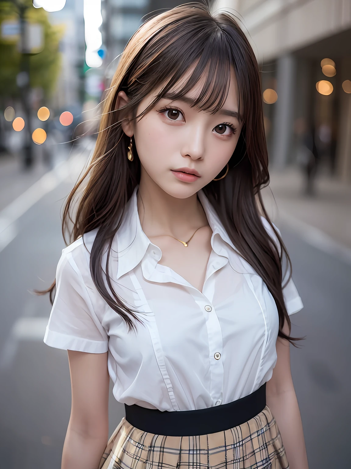 Japanese girl, Photorealsitic, Detailed skin, Detailed lips, Detailed eyebrows, PUPILS SPARKLING, depth of fields, ccurate, Super Detail, Best Quality, hight resolution, Anatomically correct, Textured skin, high details, High quality, short skirt, full body