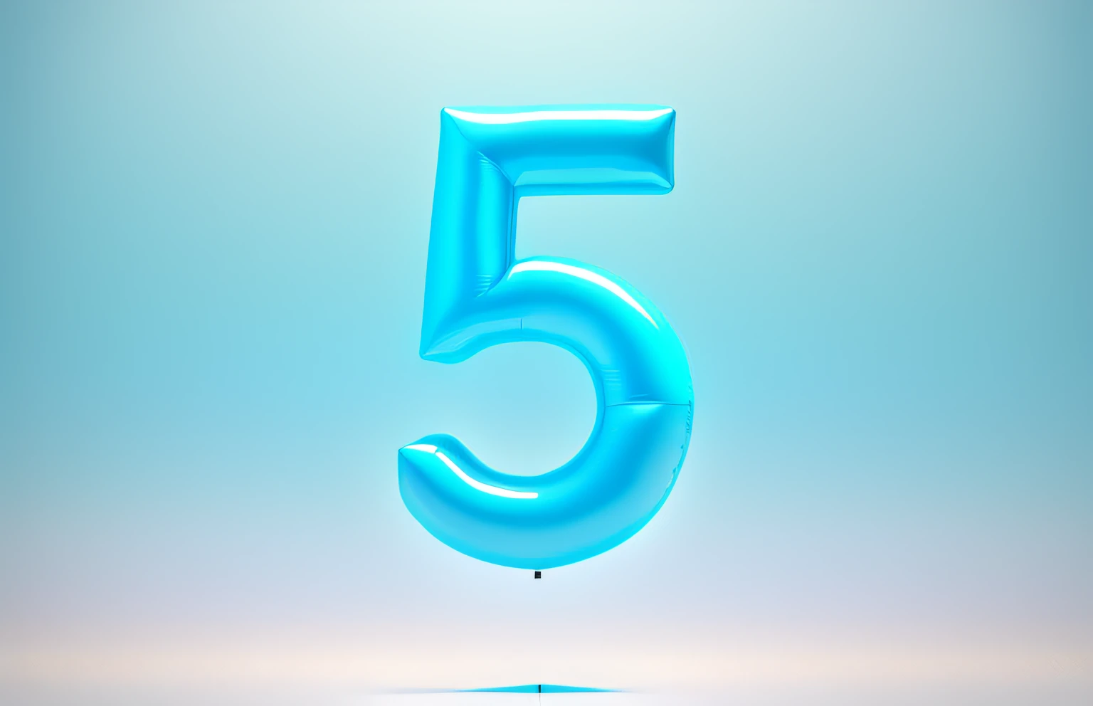 inflatable [Number 5] It seems to float in the air，plump，bulking，background is [a color] Background with，afloat，Solid，3D typography design，The overall aesthetic is ethereal and dreamy， Masterpiece, High details, High quality