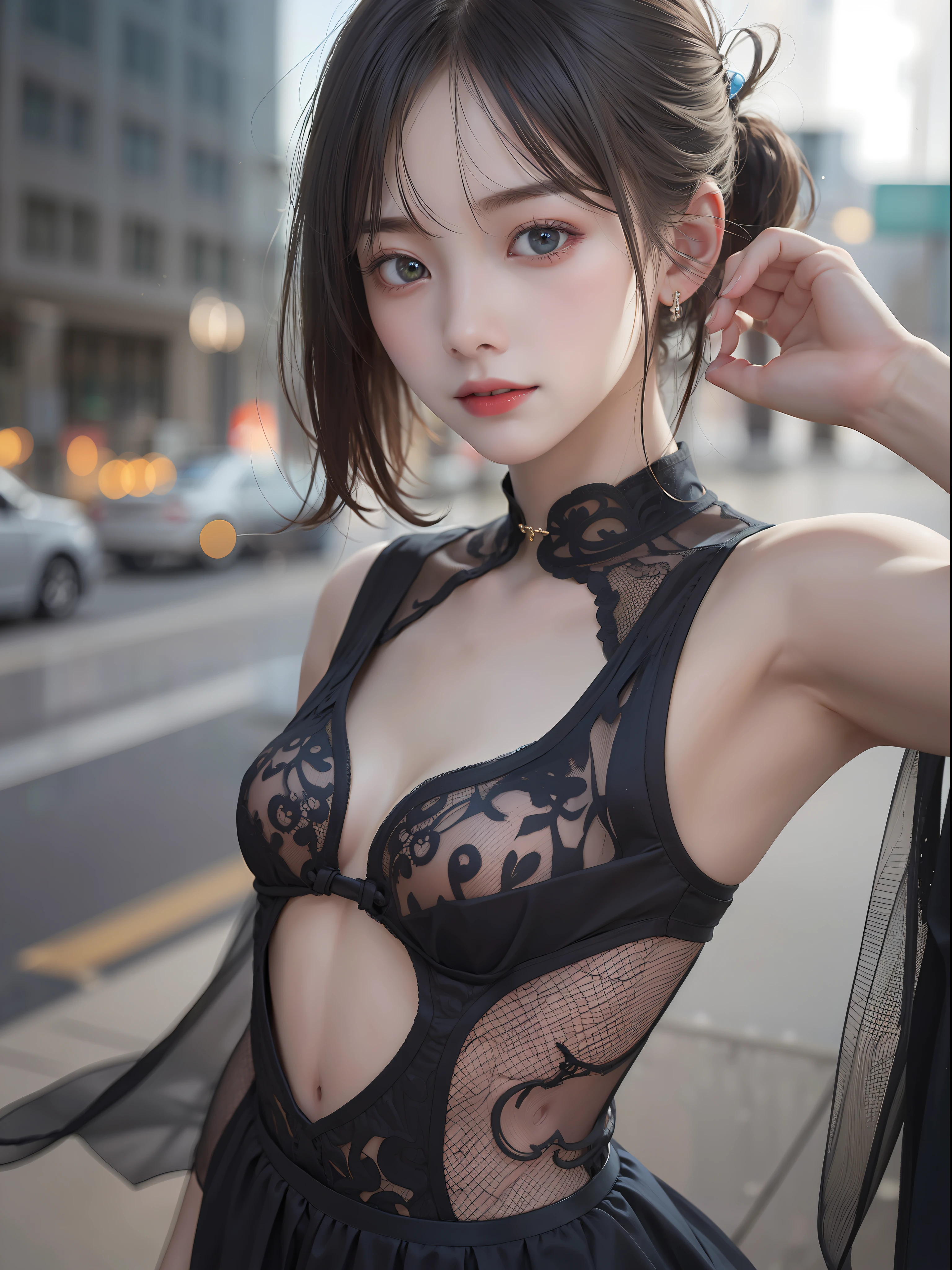 nffsw, retinas, masutepiece, ccurate, Anatomically correct, Textured skin,
Super Detail, high details, High quality, Best Quality, hight resolution, 8K,
( Photorealistic ), Symmetrical, ( Bokeh photos ), Cinematic Light, full view,
Model, 1girl in, 1 face,
1 girl waiting for bus at bus stop、Mid summer、Into the cloud、hot、
{ Poses variadas | },
extremely tense and dramatic pictures, the moving visual effects,
( Smaller chest:1.1 ), ( Small butt:1.4 ),
{ bob cuts | half updo },
( extra detailed face:1.2 ), Green eyes,
{ Smile | Serious }, 18 years old,