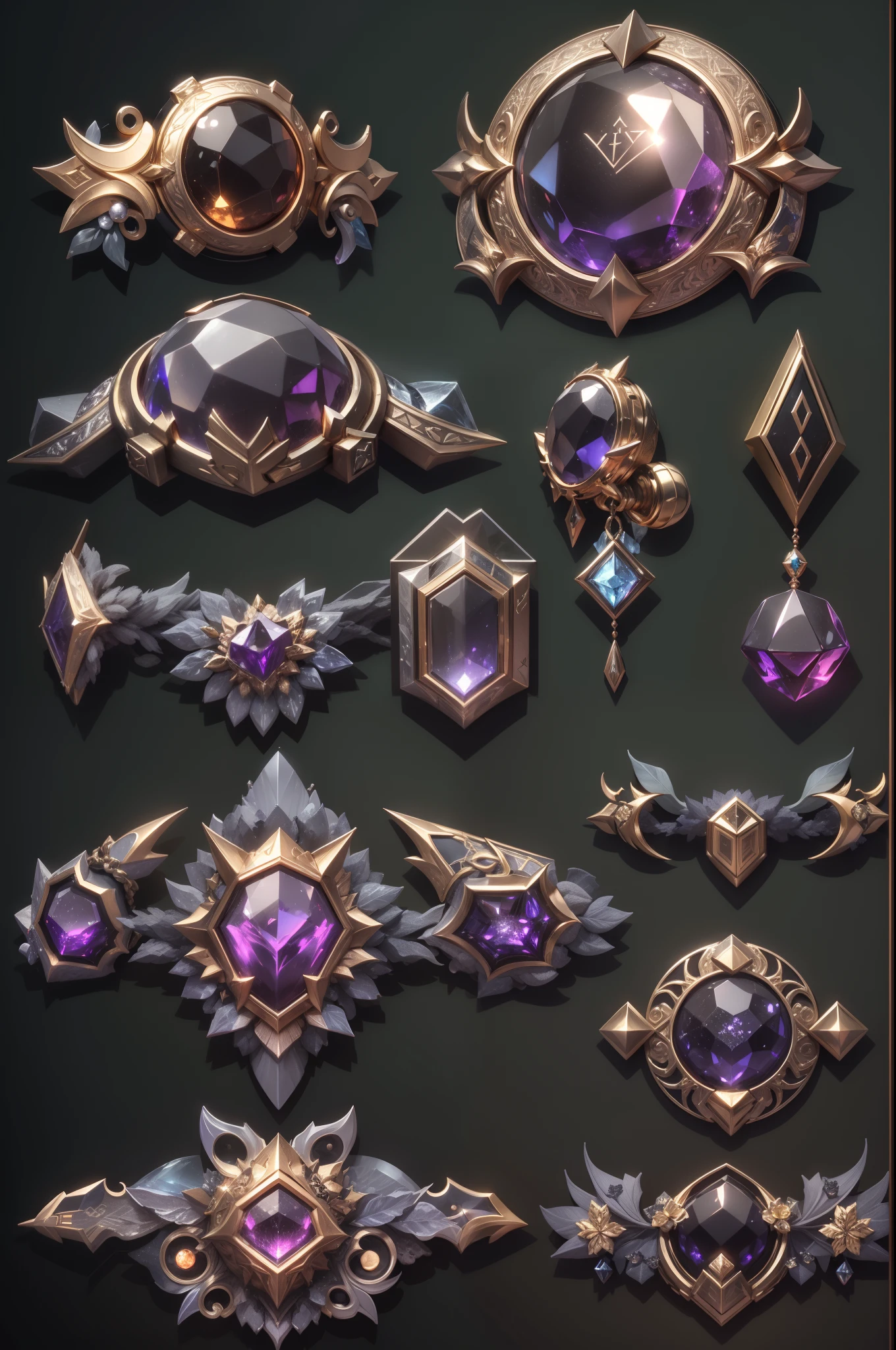 (Metals combined with gemstones),(tmasterpiece),(best qualtiy),(ultra - detailed)gameicon,face,tmasterpiece,HD transparent background,3D rendering 2D,Metal wraps a gemstone,Metal accounts for 40%,The gemstone is set with a moon rune, volumettic light, No Man,reification,fanciful,in the style of futuristic,,Efeito de Luz,pendant,Structured, k hd, gameicon,European and American style, (2D), with black background,