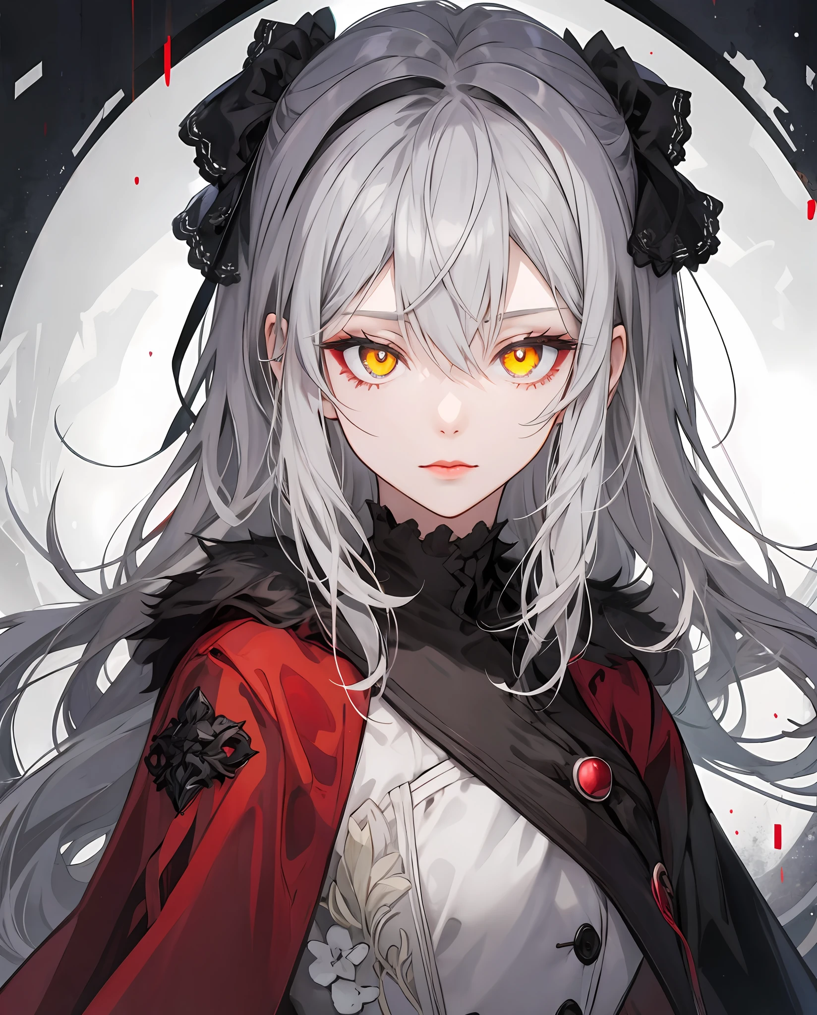 mystic girl shader beautiful gray hair illustration goth loli right eye red left eye yellow odd eye