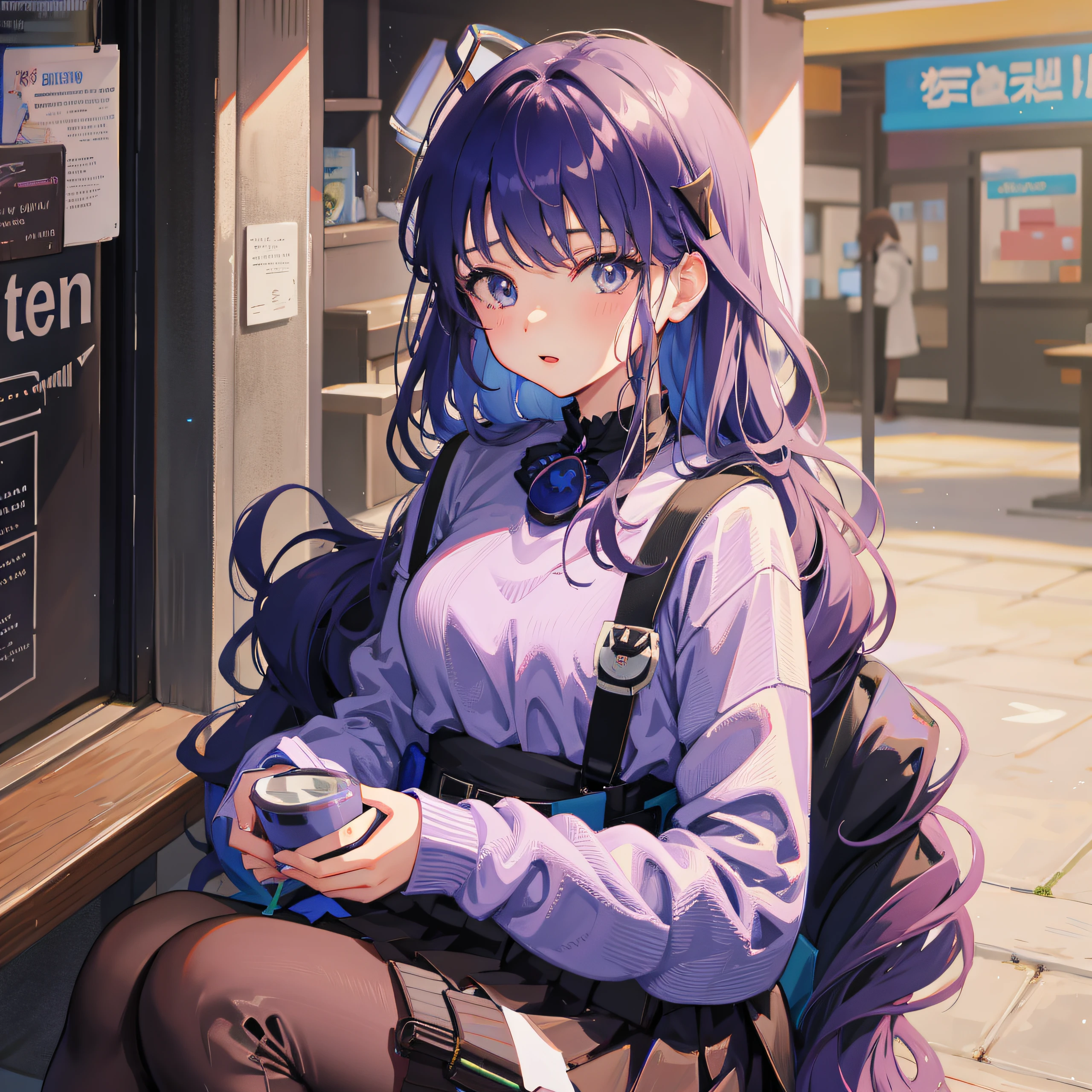 Anime girl sitting on bench looking at phone, anime moe art style, style of anime4 K, Marin Kitagawa fanart, Cute anime girl, ilya kuvshinov with long hair, Anime girl with long hair, Beautiful anime girl, pretty anime girl, seductive anime girls, Portrait of an anime girl, An anime girl