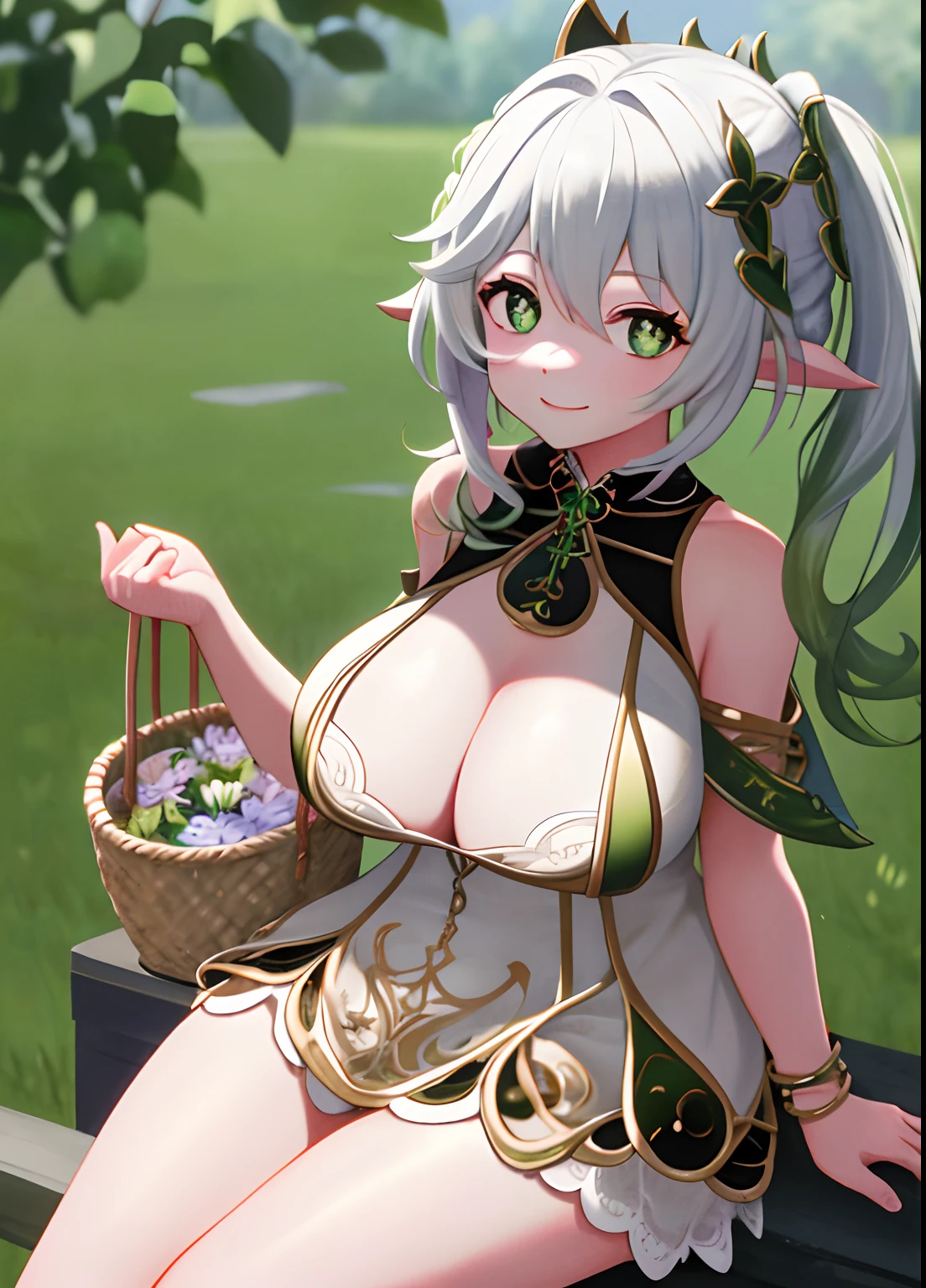 nahidadef,full bodyesbian,sitted,ssmile,Be red in the face,exteriors,In the daytime,simple backgound,Arm Raised,basket,blue-sky,short detailed hair,Skysky,temple,looking at viewert,sit on stairs,mont,moody light,gigantic cleavage breasts,semi-bare,Sexy big ass,Fiddling with sexy ass,Expose sexy breasts,The kinky is exposed ,Protruding anteriorly and posteriorly