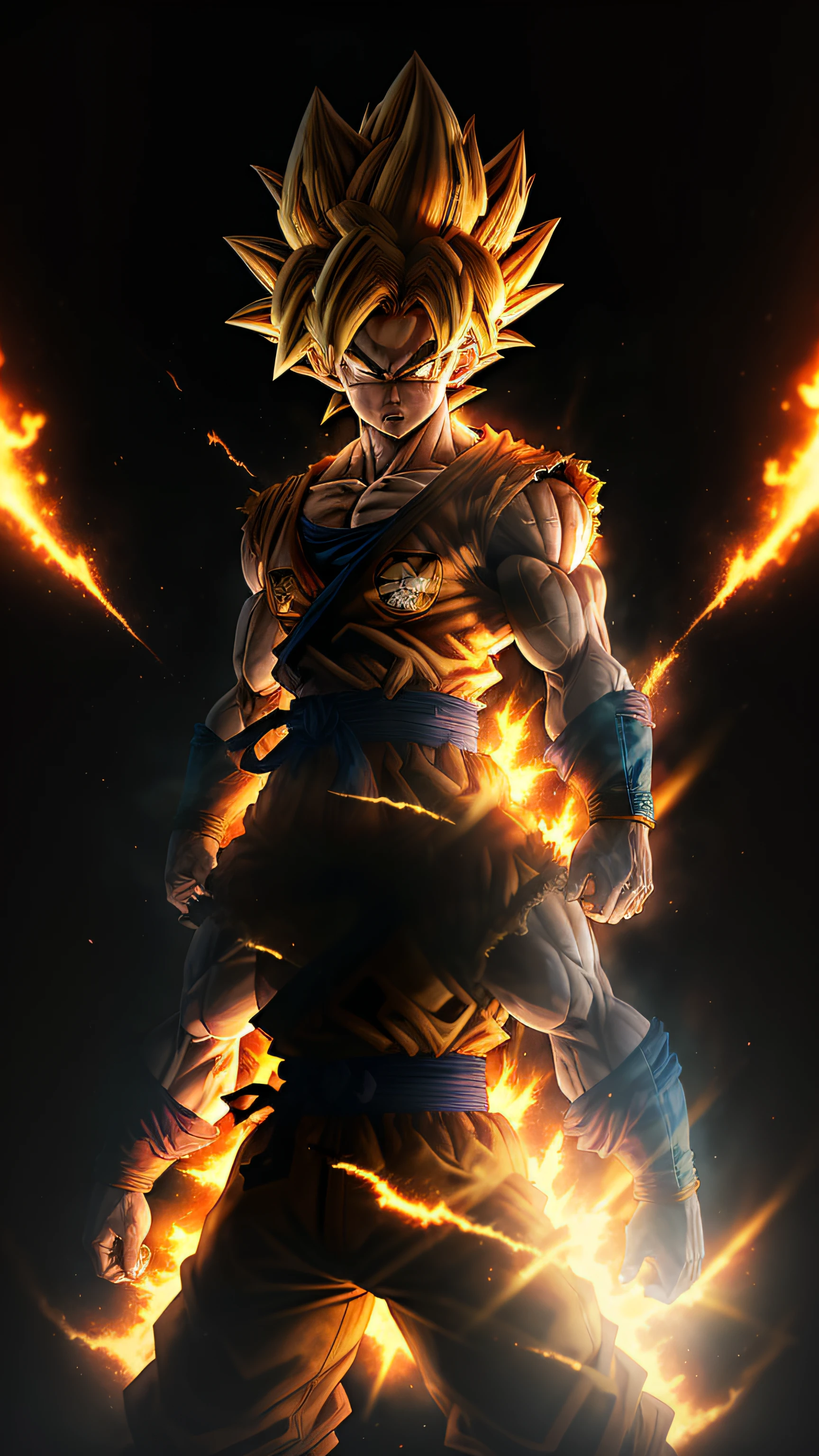 Masterpiece, Top Quality, Goku, Super Saiyan, Yellow Hair