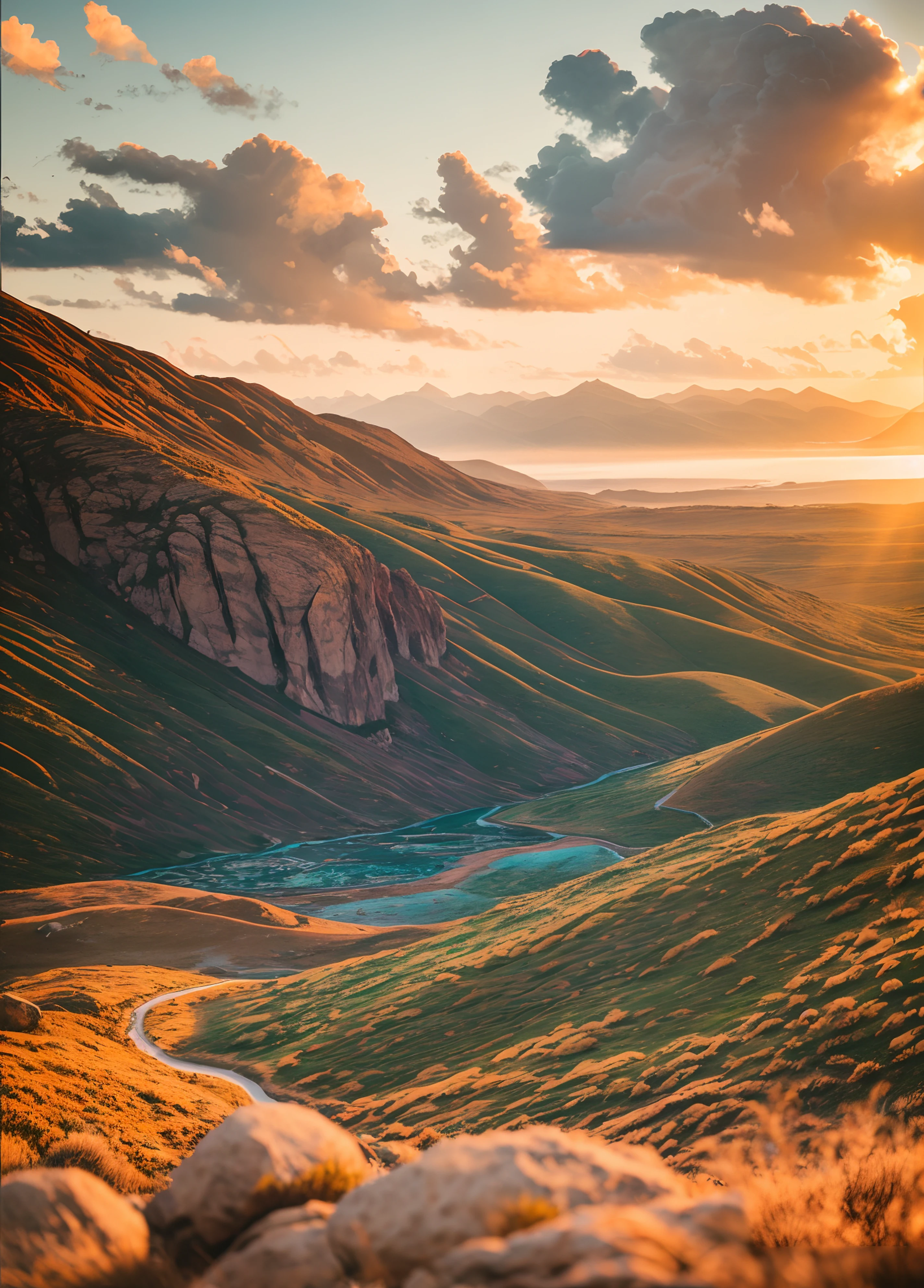 RAW photo of a landscape, hyper details, photorealistic, ultra-realistic photo, 8k uhd, dslr, soft lighting, high quality, film grain, Fujifilm XT3, (masterpiece)teal and orange cinematic photography,8K UHD