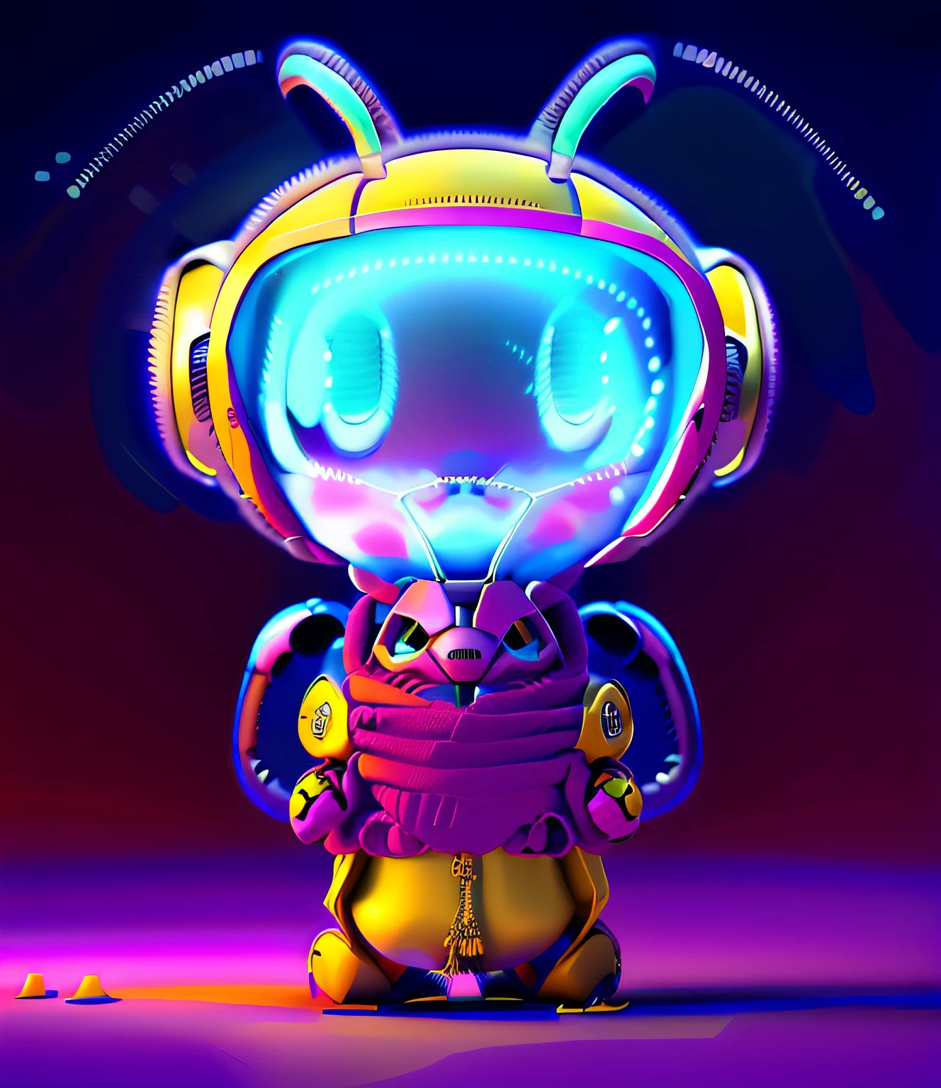 Robot drawing with hat and bag, Outline sketch, contour drawing, human structure bee concept art, vector line art, full bodyesbian; Front view, friendly humanoid insect robot, lineart behance hd, clean lineart, thick vector line art, complete detailed body, vector drawing, clean anime outlines, hornet from hollow knight, cyberpunk bee
