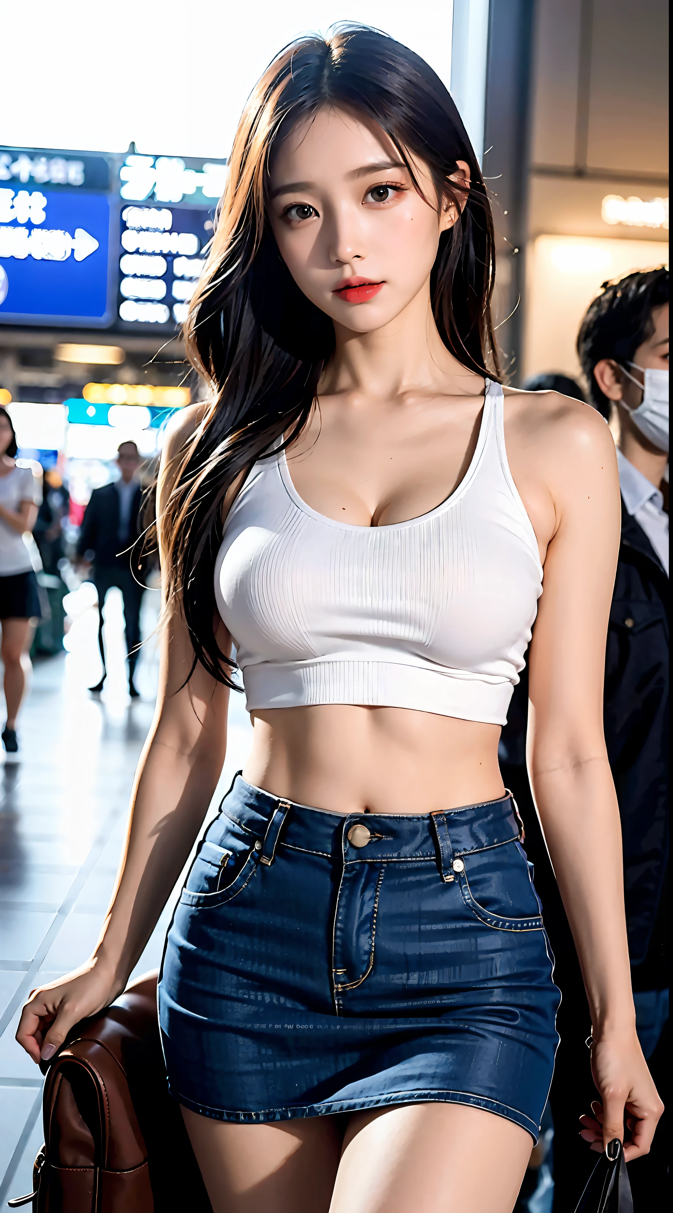 "Create an ultra-realistic 8K CG artwork of Selena Gomez posing seductively in a pair of short jeans and a white crop top, showing off her big breast and sexy booty. The lighting is cinematic, with soft, natural light that highlights every subtle nuance of her flawless skin and perfect anatomy. The texture of her skin is very detailed and lifelike, capturing every pore and hair follicle with uncanny accuracy, a bounce booty while walking on street night. The background is also highly detailed, with a simple, minimalist setting that emphasizes Selena's stunning beauty and natural charm. The artwork should be of the highest quality, with an unrivalled masterpiece style and very detailed, lifelike skin texture that captures every subtle nuance of Selena's facial features and body. Use a Hasselblatt camera and a f/1.8 aperture to create a cinematic bokeh effect that further enhances the surreal, dreamlike quality of the image."