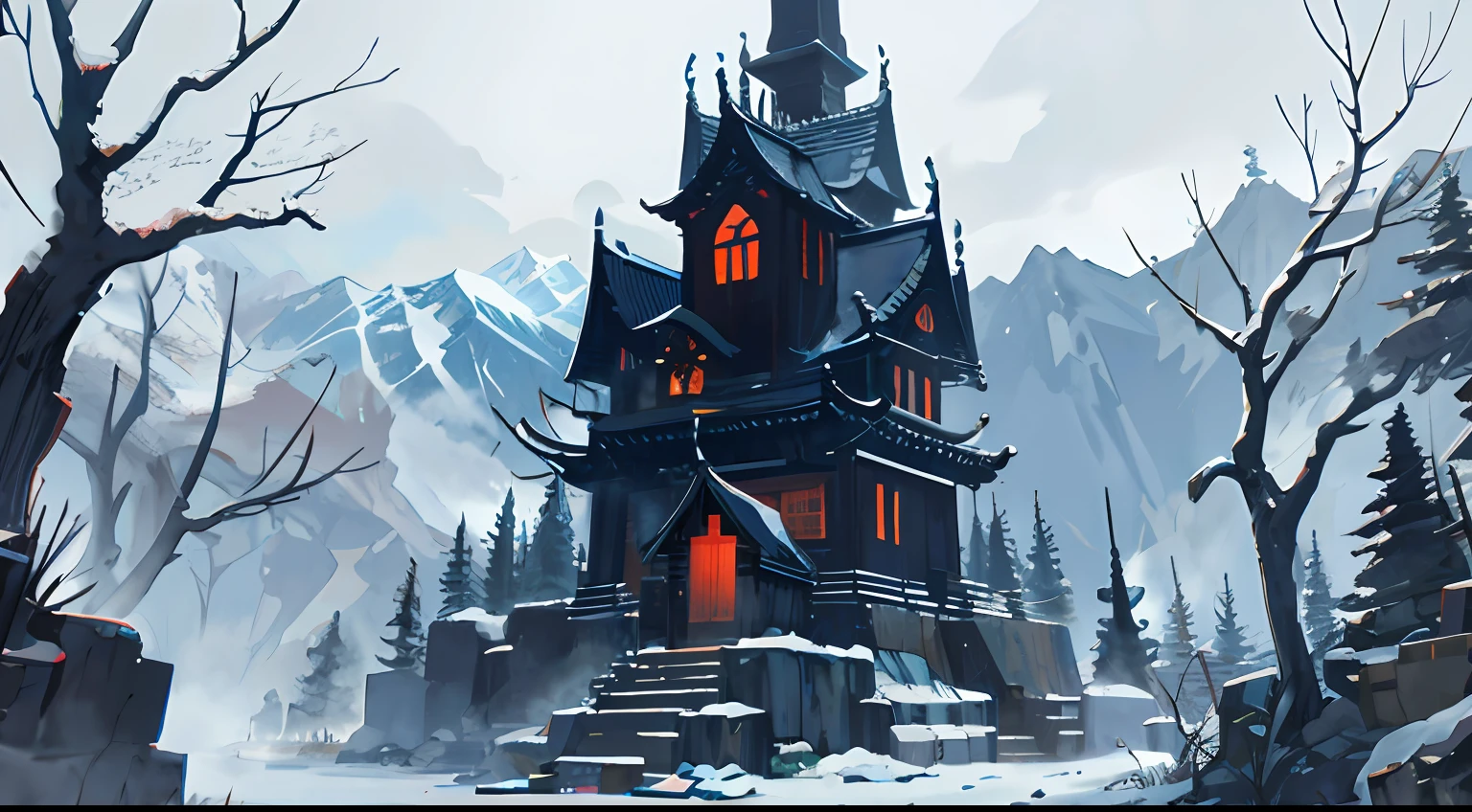Mountain village graves、Spooky atmosphere、Strong soul,Heavy、thriller、terroral、A deep、Thrilling。