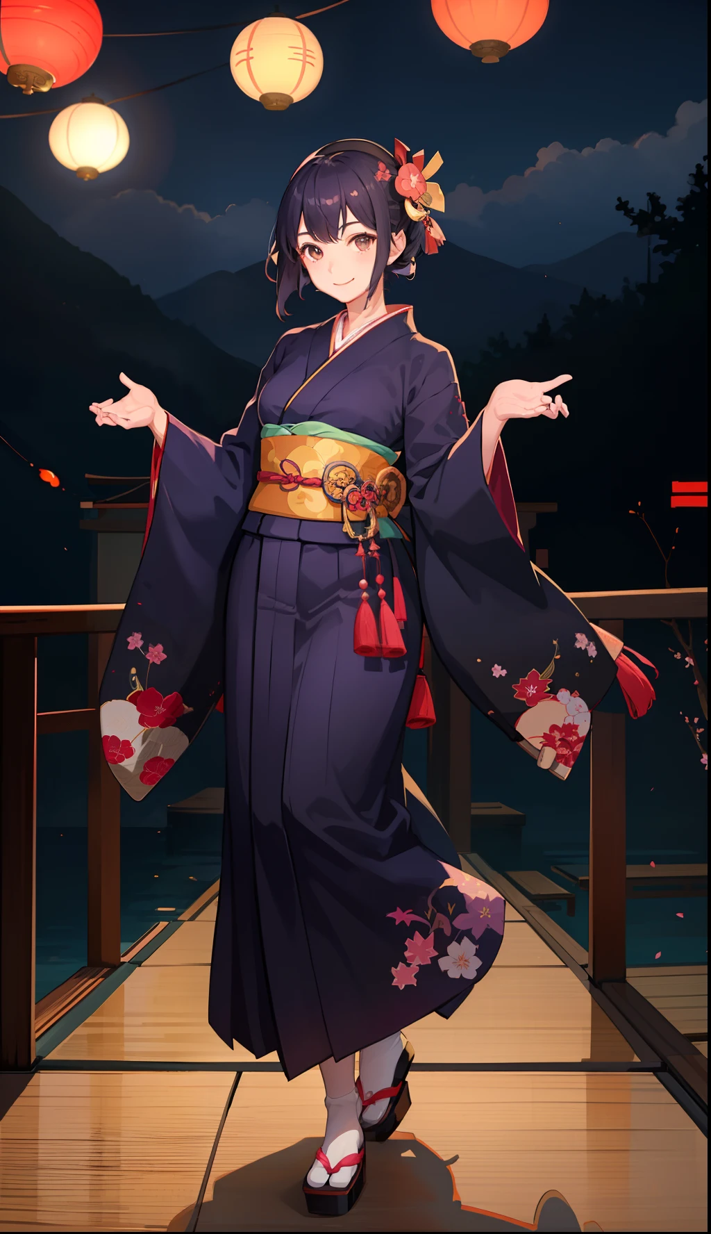 1girl in、A smile、A delightful!　Taisho period in Japan、Kimono、Hakama、（small ????）