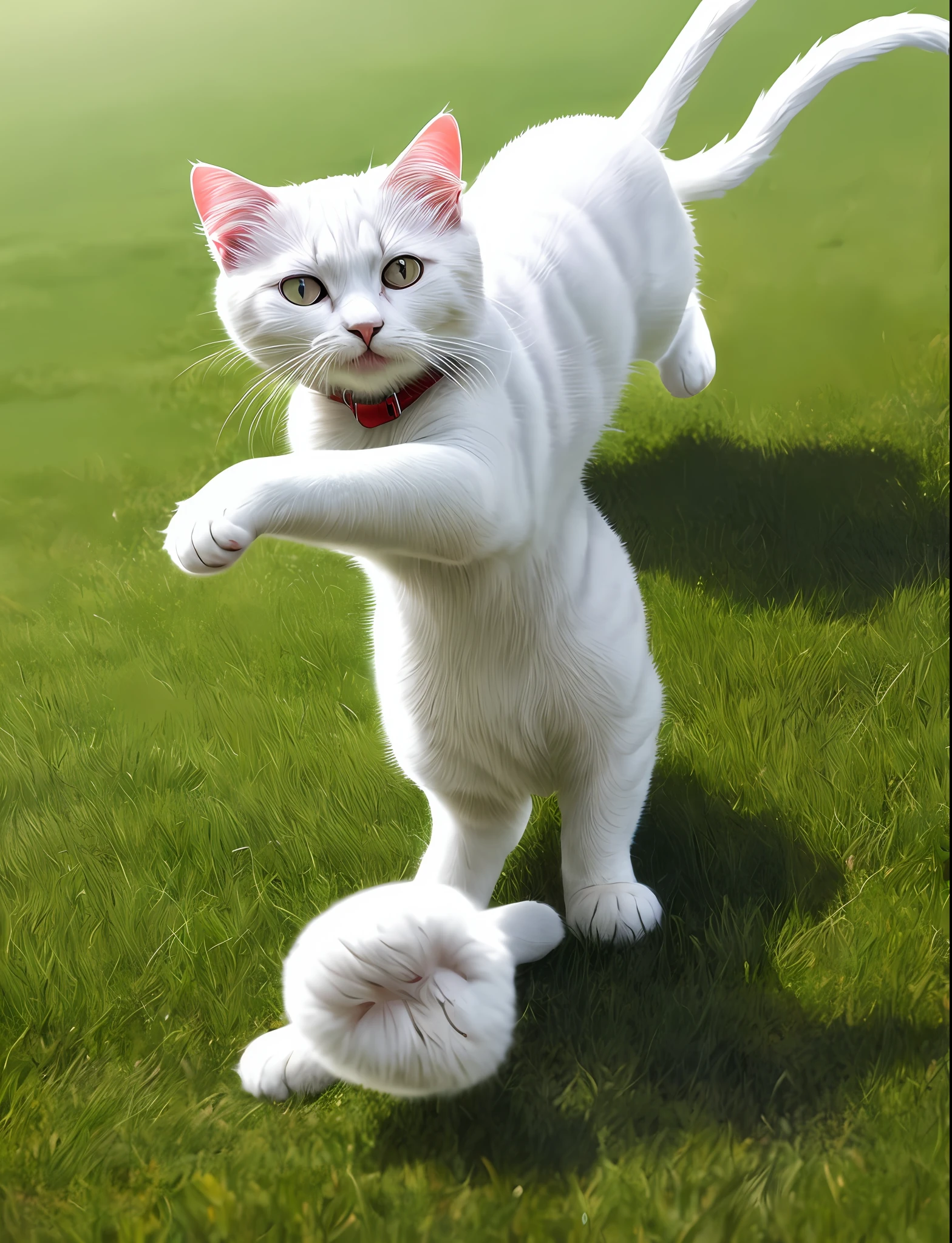 🐾The third one,A white cat jumps on the grass,The hair on the body sparkles in the sun。Every time I see this wallpaper,I can feel that freedom、happy emotion,It's as if even work has become easier。🍀