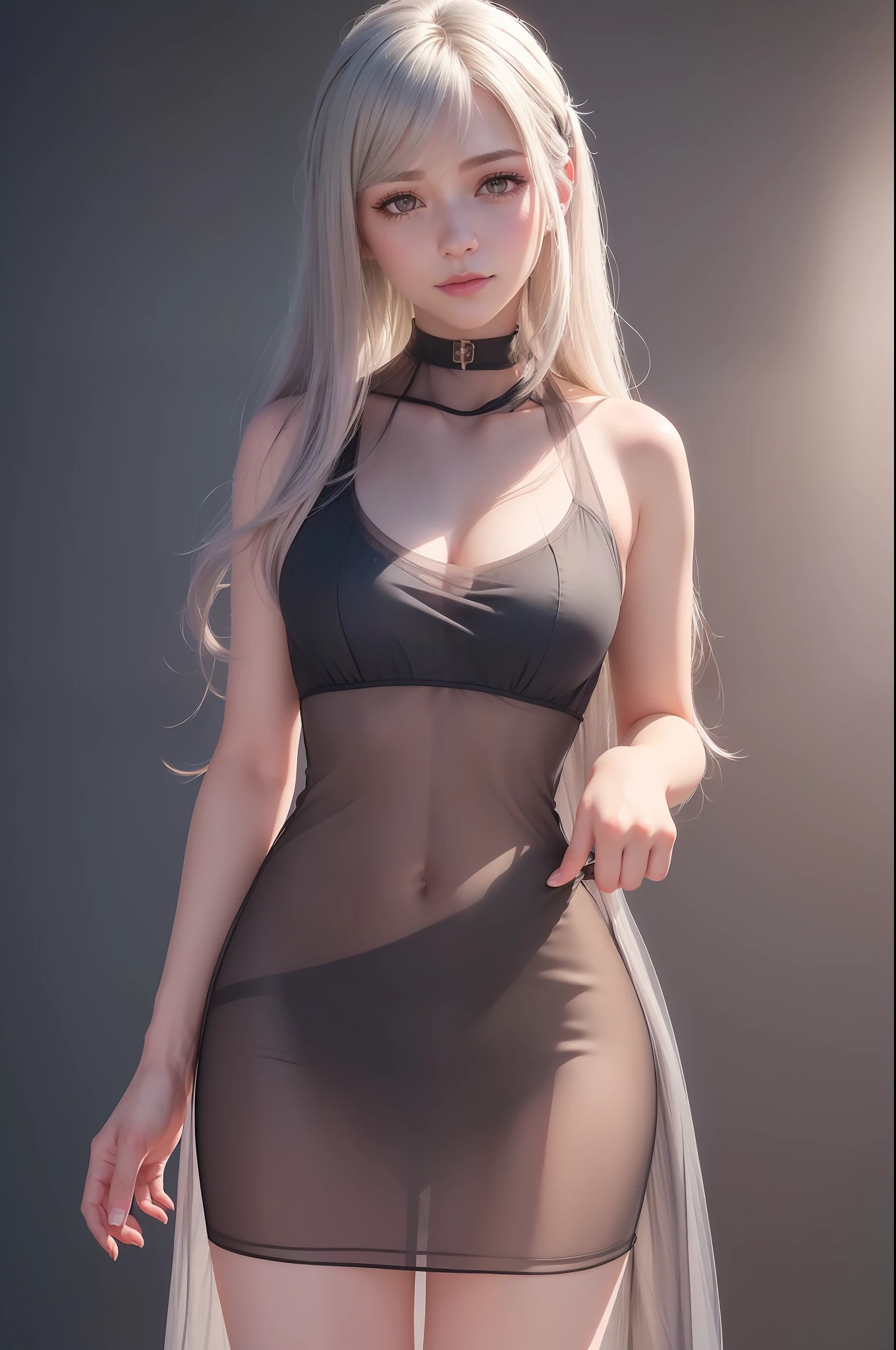 photo of a 18 y.o girl, beautiful vintage color, instagram (photorealistic, high resolution:1.4), ((puffy eyes)), looking at viewer, , full body (8k, RAW photo, best quality, masterpiece:1.2), (realistic, photo-realistic:1.37), (sharp focus:1.2), professional lighting, photon mapping, radiosity, physically-based rendering, (pale skin:1.2), (medium breasts:1.2), looking at viewer, (middle hair:1.5), portrait, purple eyes, (sliver hair:1.1), bangs, (simple background:1.4), solo, upper body, realistic, (masterpiece:1.4), (best quality:1.4), (shiny skin), fashion girl, makeup, smile(skinny, closed mouth,shy:1.3), (sheer sun dresses:1.5513), (standing:1.1), medium bust, sexy pose, {NSFW:1.2},