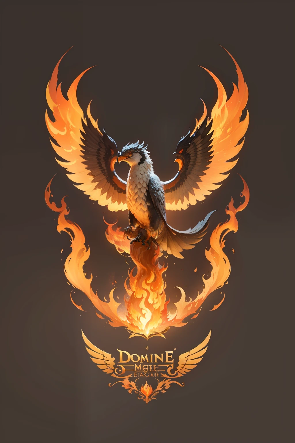 Logo design,Wings in the form of fire,There are scales on it,Domineering,Simple,lichen