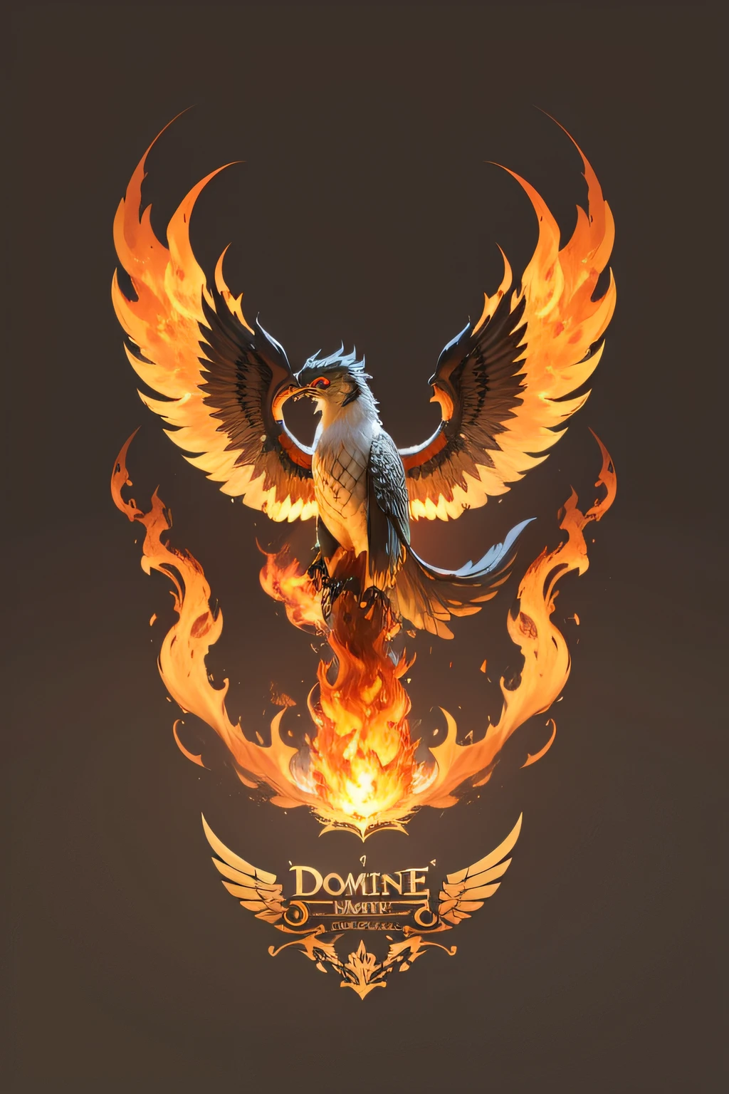 Logo design,Wings in the form of fire,There are scales on it,Domineering,Simple,lichen