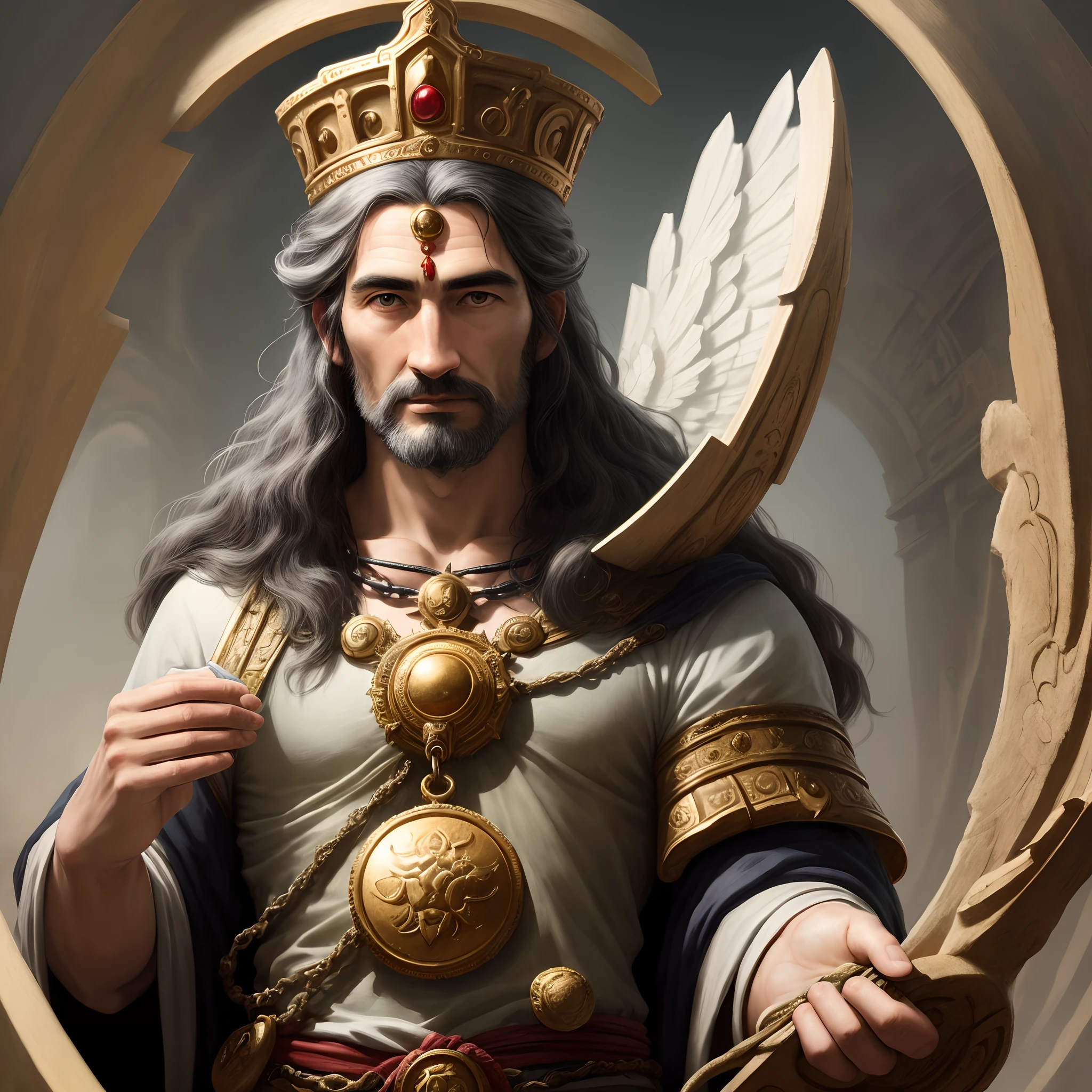 In the center of a mythical land, a magnificent Greek god stands proudly. His sculpted body radiates strength and power, while his eyes exude wisdom and determination. The god's flowing hair and beard cascade luxuriously, adding an air of divine elegance. His perfect, chiseled features are captured in exquisite detail, showcasing the artist's skill.
The god's attire is regal, adorned with golden accents and intricate patterns that symbolize his celestial status. The fabric drapes gracefully, emphasizing his majestic presence. His muscular arms hold a scepter, a symbol of authority and control over the realms he governs.
As the god stands in the heart of the underworld, the dramatic lighting accentuates the contrast between light and darkness. The flickering flames of the Stygian fire surround him, casting shadows that dance upon his powerful form. The play of light and shadow highlights the god's divine aura, making him appear both formidable and awe-inspiring.
The artwork is created using a combination of traditional oil painting techniques and modern digital tools. The masterful brushstrokes and vibrant colors bring the god and the underworld to life. The rich textures and intricate details elevate the artwork to a level of realism and depth that mesmerizes viewers.
With the highest quality materials and techniques, this artwork is a masterpiece that captivates the audience. The ultra-detailed rendering ensures that every aspect of the god's visage and surroundings is flawlessly depicted. The use of vivid colors and a photorealistic style adds to the intensity of the artwork, immersing the viewer in the mythological realm.
The dominant color palette consists of deep, rich hues, evoking a sense of mystery and power. Shades of black, dark blue, and fiery reds dominate the scene, while subtle touches of gold illuminate the god's features. The interplay of warm and cool tones creates a visually striking composition that enhances the dramatic atmosphere.
The lighting in the artwork is carefully designed to enhance the god's presence. A soft, warm glow emanates from the Stygian fire, casting a hauntingly beautiful light on his face. The carefully crafted shadows add depth and dimension to the artwork, emphasizing the god's imposing stature and formidable presence.
In this divine masterpiece, the Greek god stands as a testament to the ancient power and mystique of the Greek pantheon. The artwork captures a moment frozen in time, immortalizing the god's strength, wisdom, and eternal presence in the mystical realms of Greek mythology.