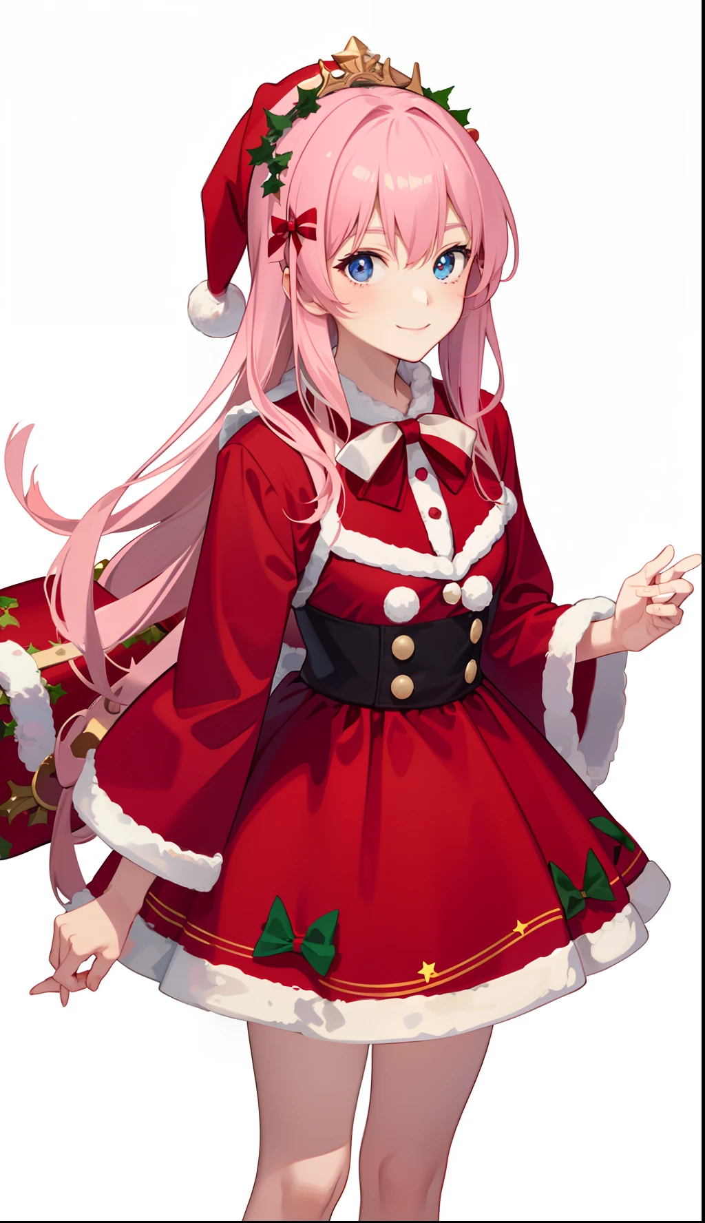 1girl in、A smile、Christmas、Dressed in Santa Claus costume、