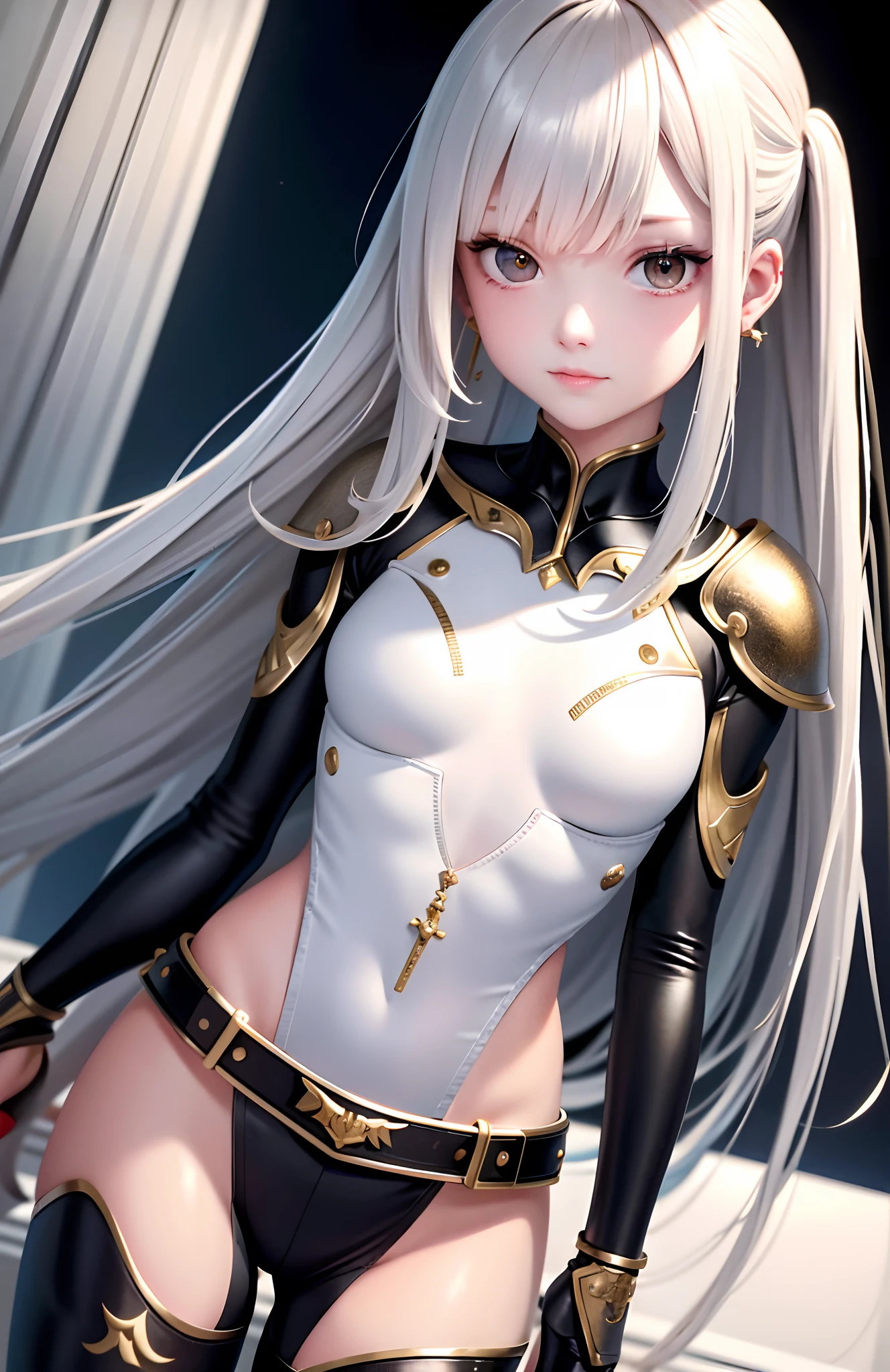 optimum,tmasterpiece,A high resolution,best qualtiy,hyper HD,super detailing,Award-Awarded,16k,独奏,(The upper part of the body),anatomy correct,beuaty girl,Knight Ji,cute face,high light,Gradient Beige Hair,Hairline,((Scarlet eyes)),long eyelasher,Hanging eye corners,White skin of the,(small boobs),(Slim body),((metal breastplate)),((Metal arm armor)),(),ear studs,(neck rings),(Laser material clothing:1.2)