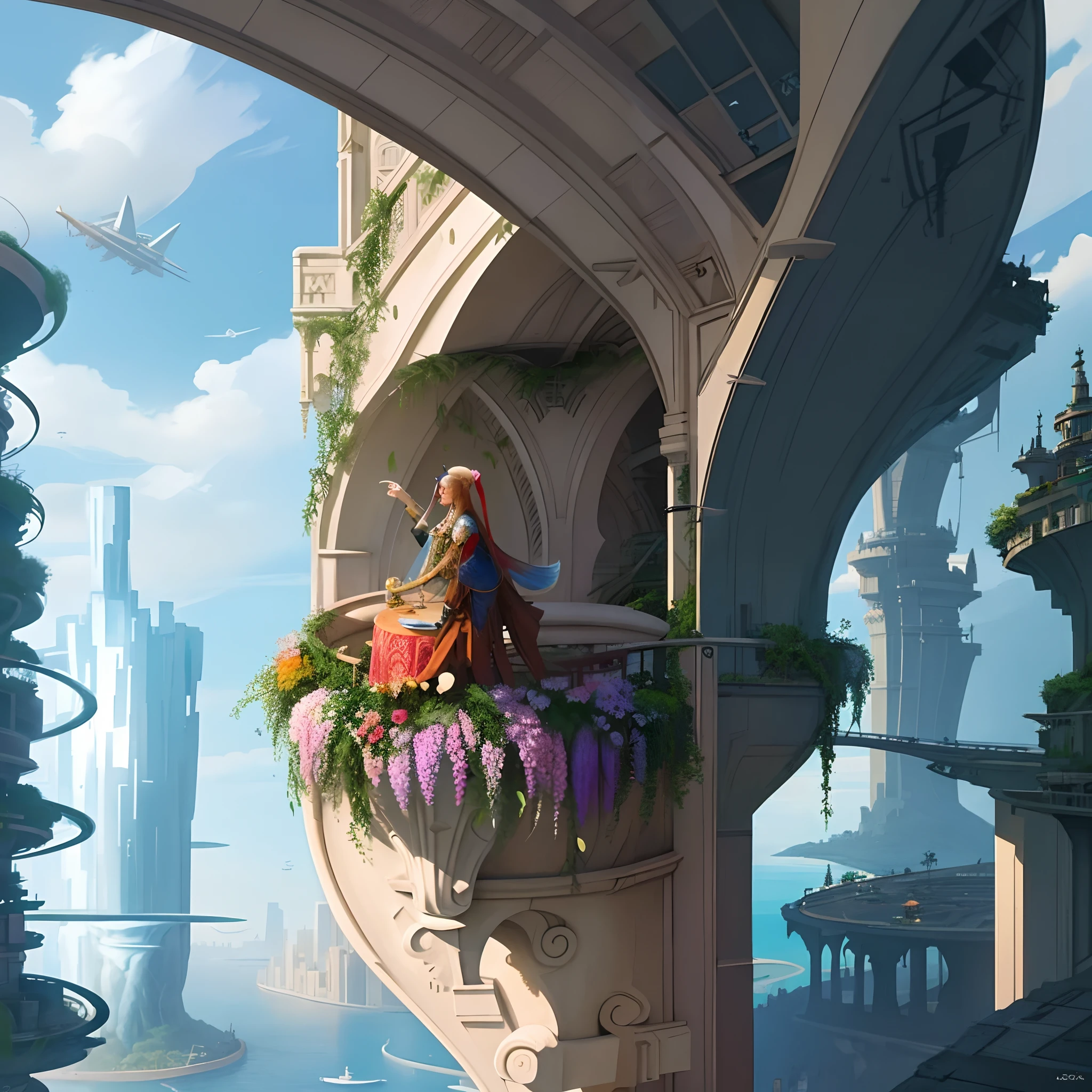 Cidade futuristica,There is a bridge and a river in the middle, in fantasy sci - fi city, Beautiful city of the future, inspired by Stephan Martiniere, fantasy architecture, inspired by Stephan Martiniere, fantasy cityscape, Atlantis City, futuristic utopian fantasy, city of atlantis, silvain sarrailh, surreal concept art, city of atlantis