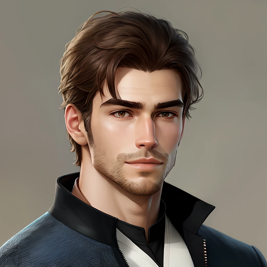 Two-dimensional male human handsome with obvious lines positive face