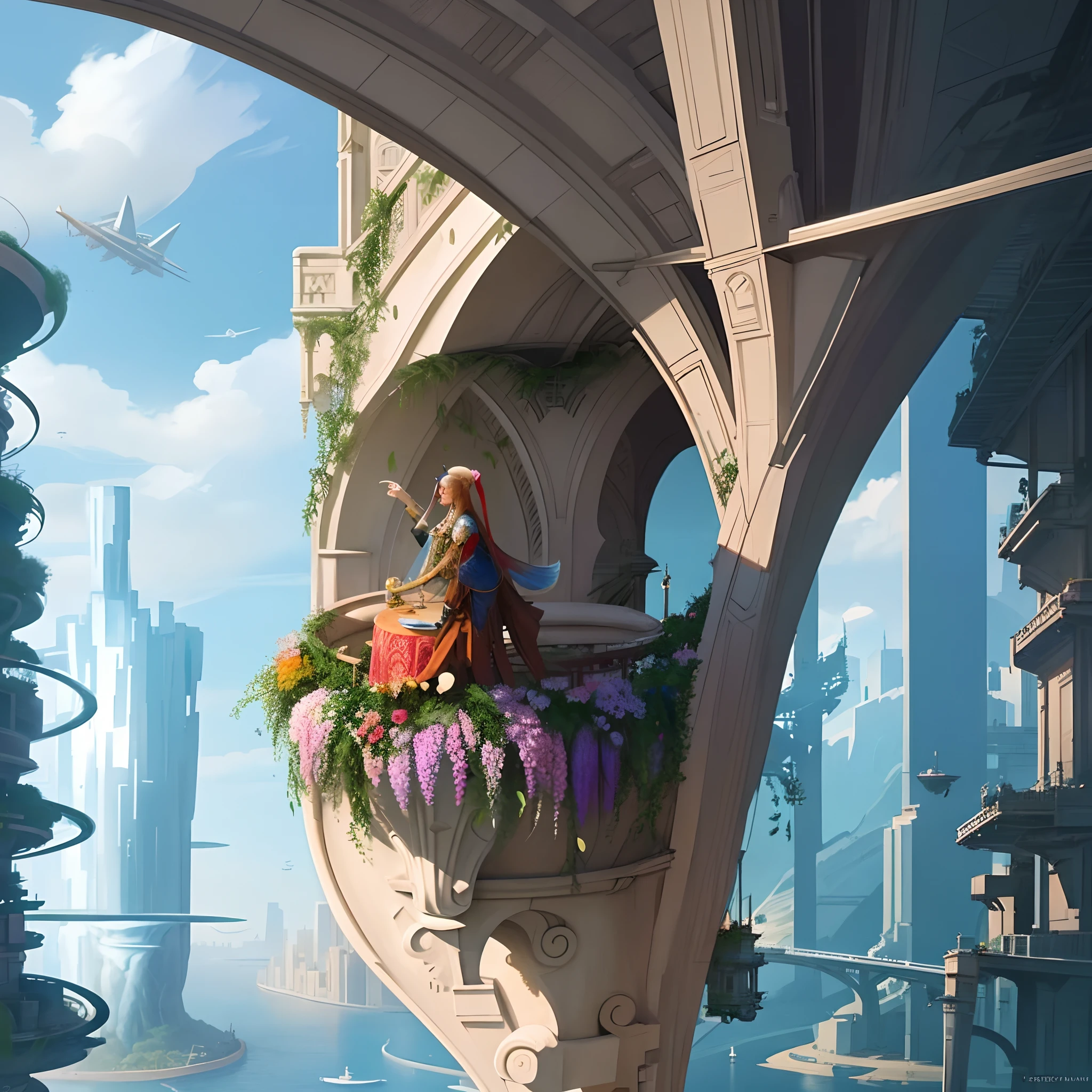 Cidade futuristica,There is a bridge and a river in the middle, in fantasy sci - fi city, Beautiful city of the future, inspired by Stephan Martiniere, fantasy architecture, inspired by Stephan Martiniere, fantasy cityscape, Atlantis City, futuristic utopian fantasy, city of atlantis, silvain sarrailh, surreal concept art, city of atlantis