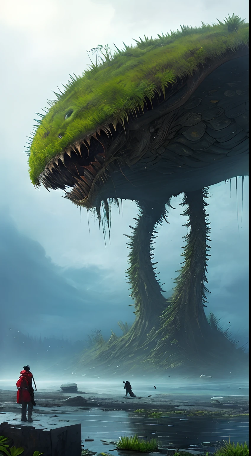 (Extreme close-up) photore (Scared:1.1) (under the water:0.9), (Plants:1.2), (A giant old dead alien monster:1.2), There is no light in the eyes,Falling ashes, Netsuit,(The stone pillars collapsed, 12th century, 1.2),airbubble,Beam light, insanely details, Cinematic, epic realistic, Intricate details, ultra - detailed, High quality, primitive, author:Jakub Rozalski