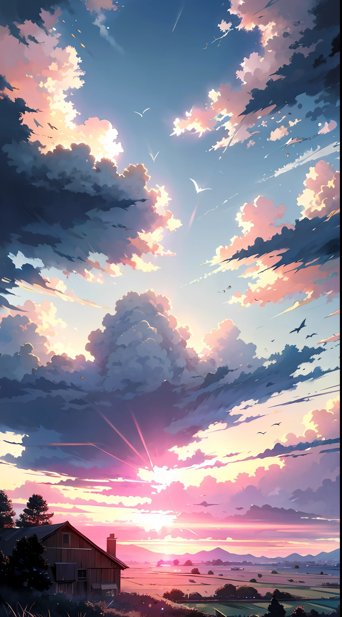 Sunset afternoon sky with clouds
